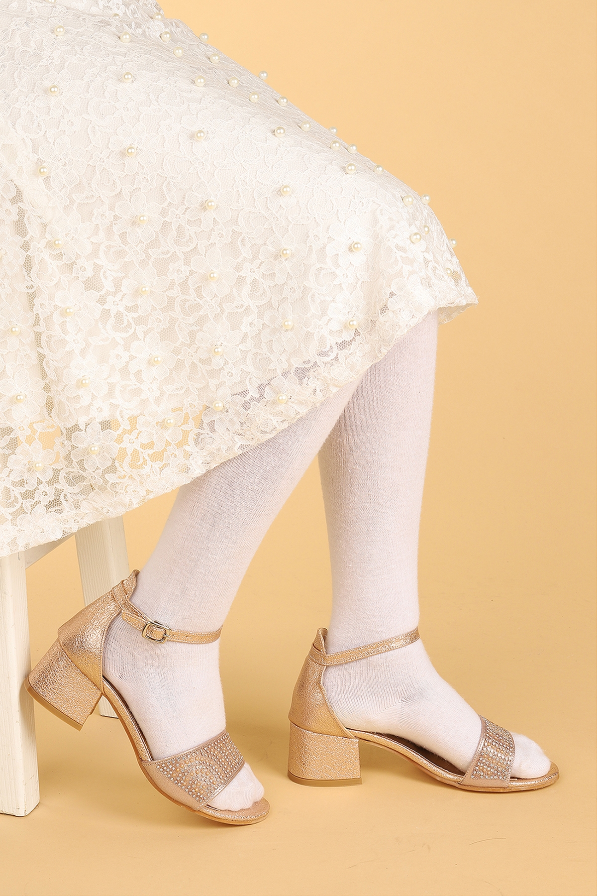 Heidi Günlük Kız Çocuk 3 Cm Topuklu Sandalet Abiye Ayakkabı Bakır - Görsel 3