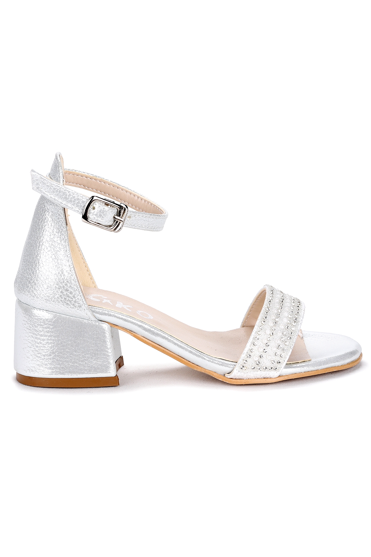 Elinor Günlük Kız Çocuk 3 Cm Topuklu Sandalet Abiye Ayakkabı Gümüş - Görsel 5