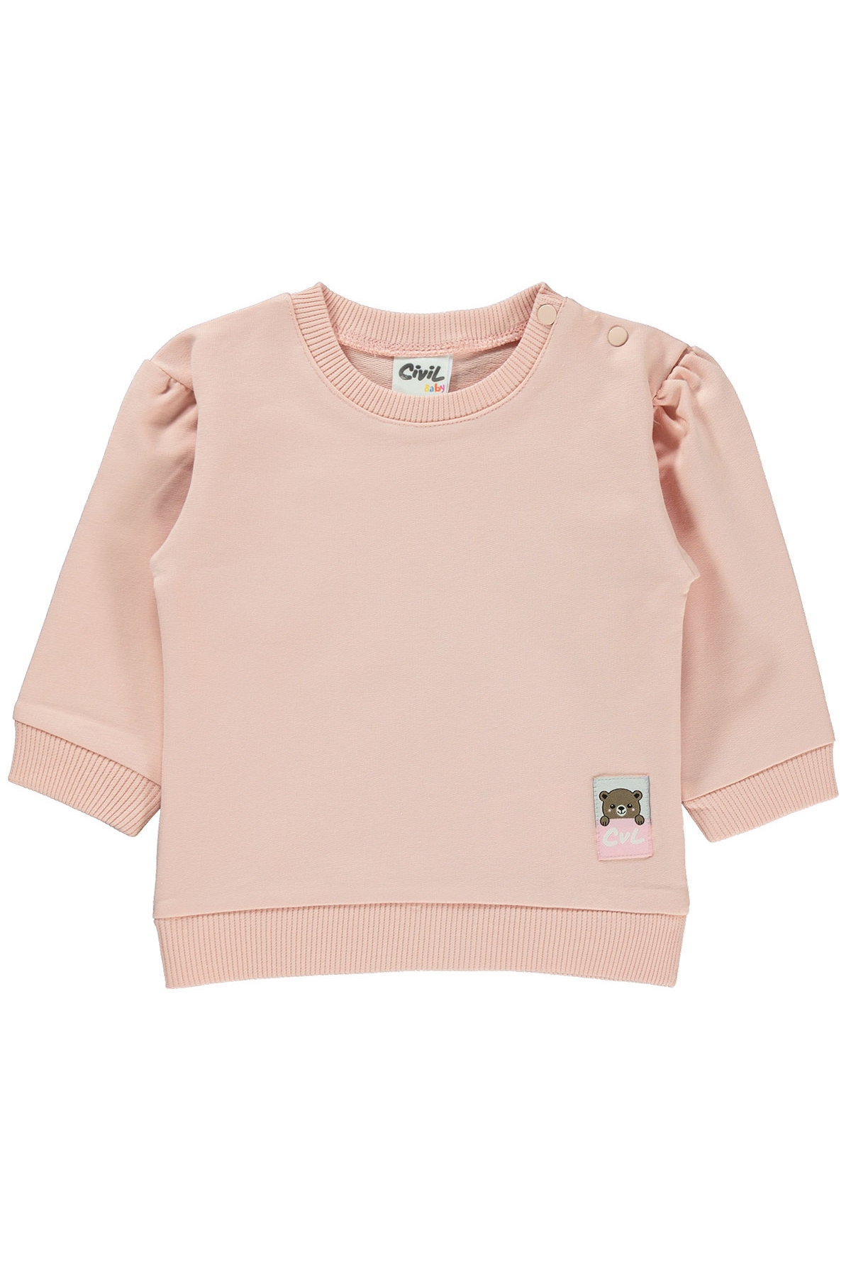 Kız Bebek Sweatshirt 6-18 Ay Pudra