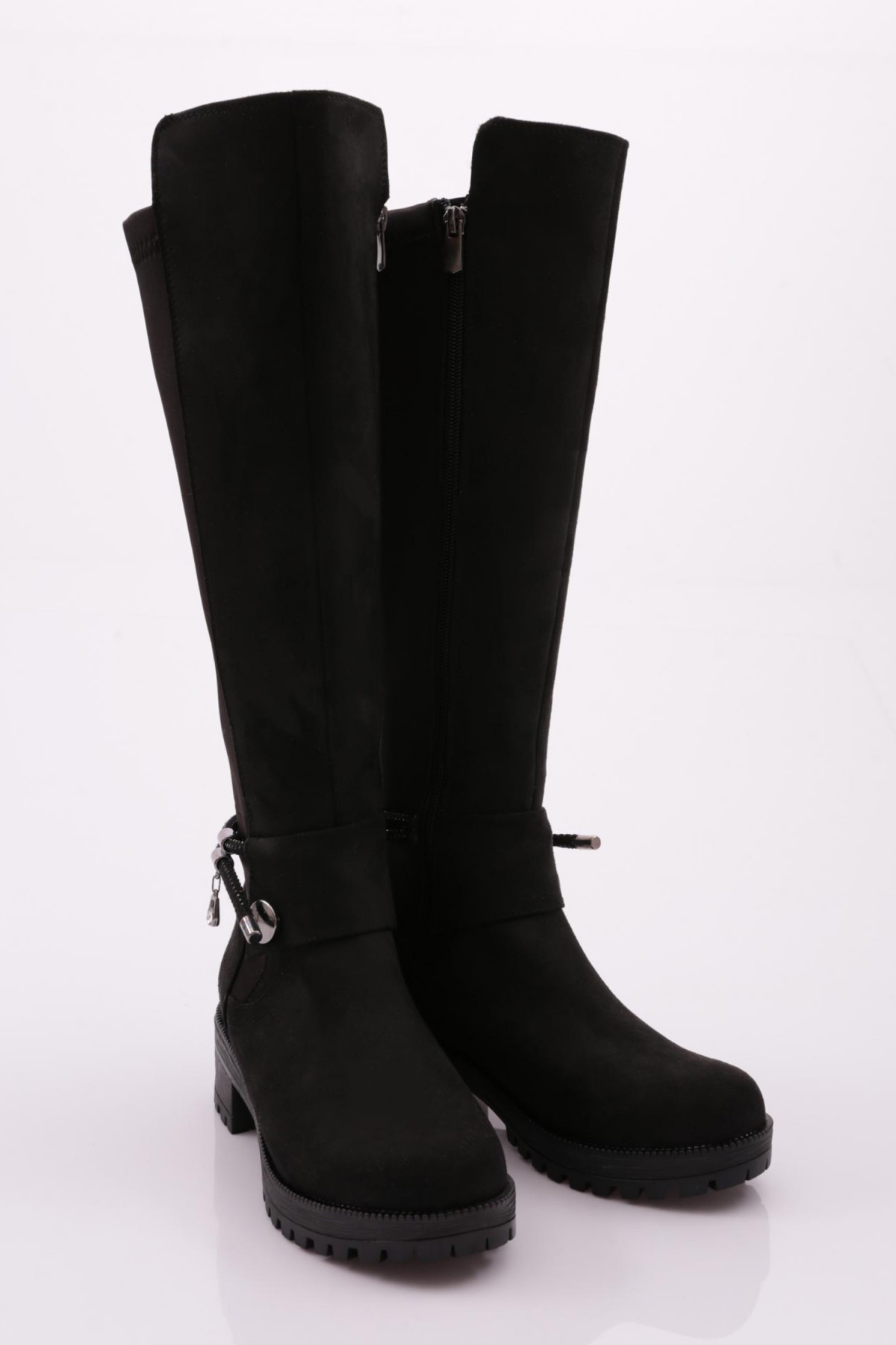 Dgn Dgn Siyah 605 Kadin Yani Fermuarli Arkasi Stretch Çizme Bot | Flo Siyah - 3. görsel