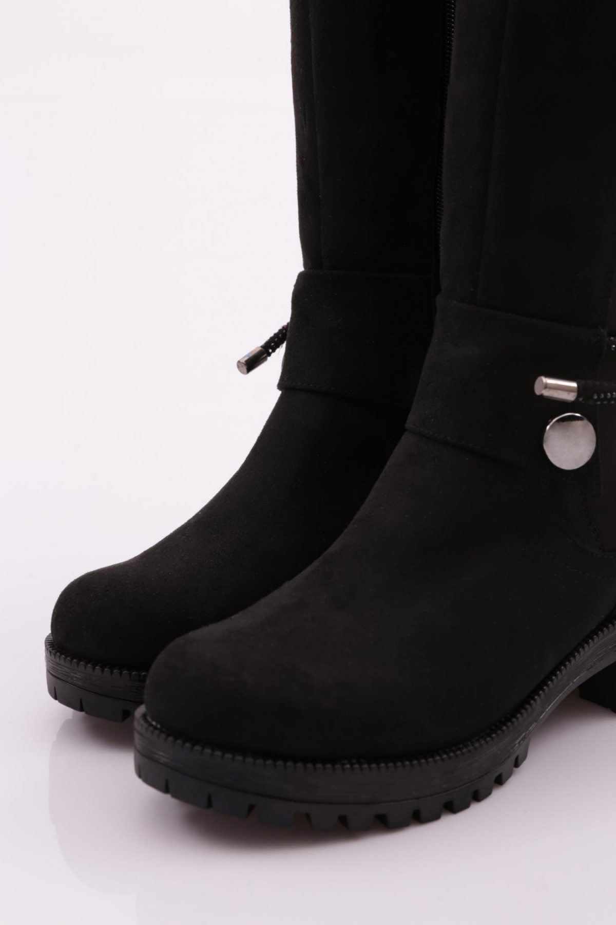 Dgn Dgn Siyah 605 Kadin Yani Fermuarli Arkasi Stretch Çizme Bot | Flo Siyah - 5. görsel