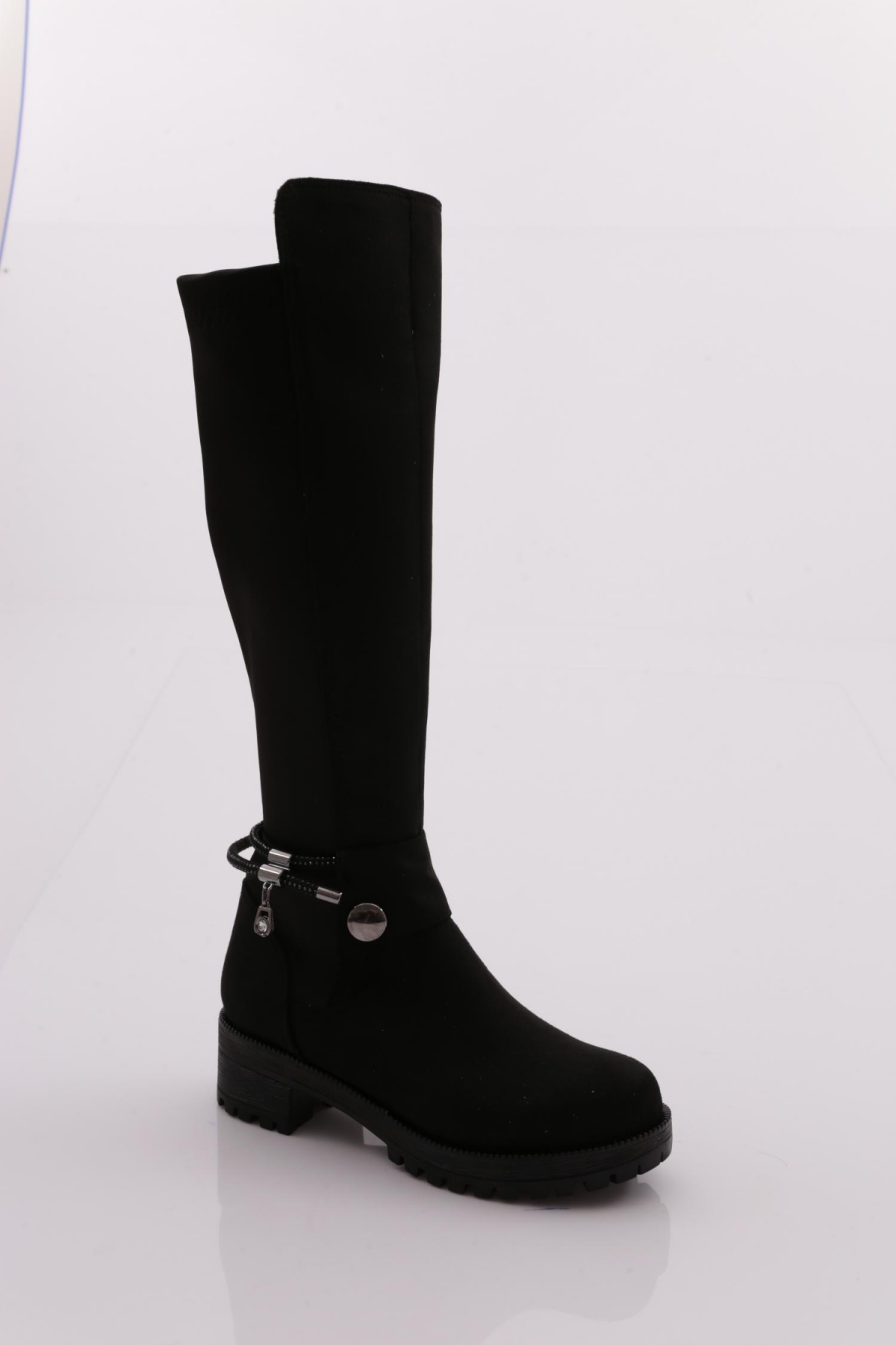 Dgn Dgn Siyah 605 Kadin Yani Fermuarli Arkasi Stretch Çizme Bot | Flo Siyah - 6. görsel