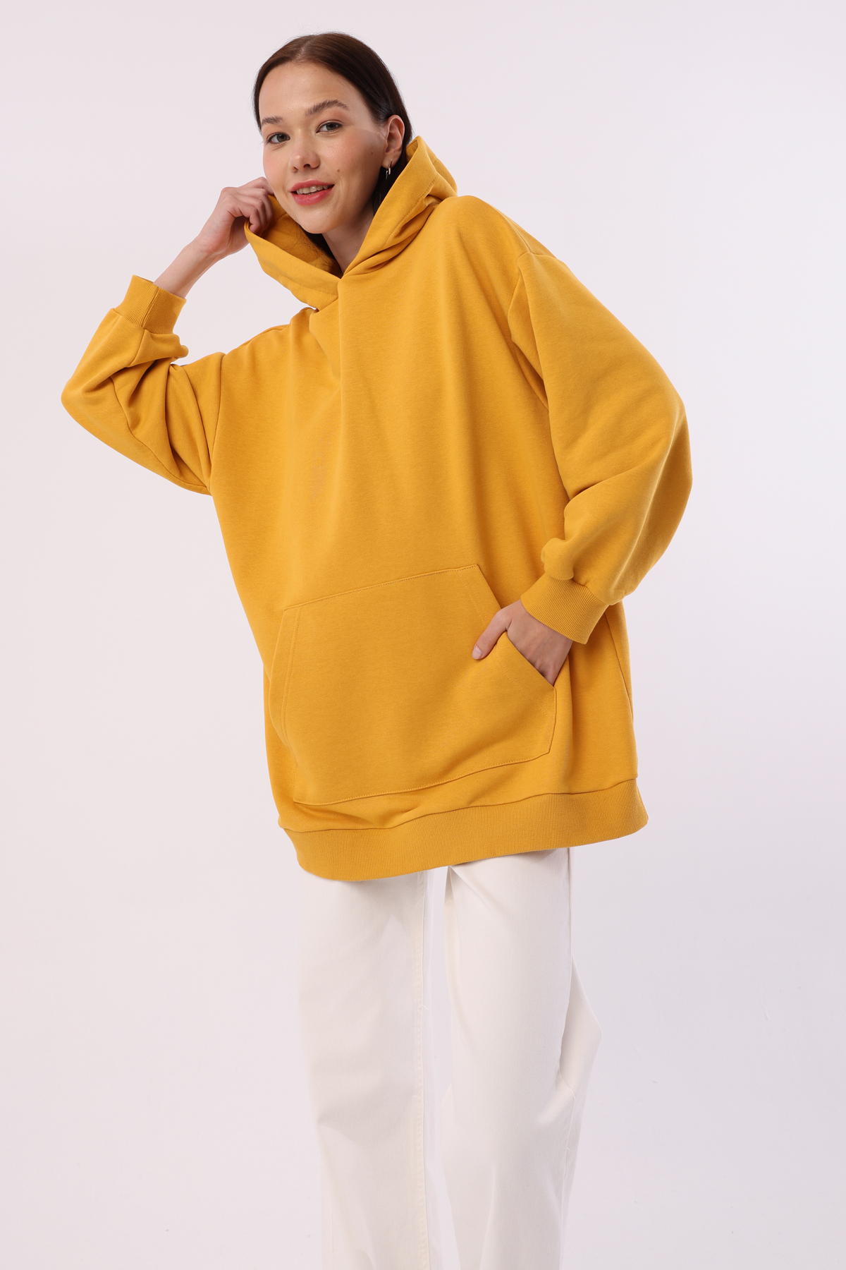 Hardal Kanguru Cepli Oversize Sweatshirt