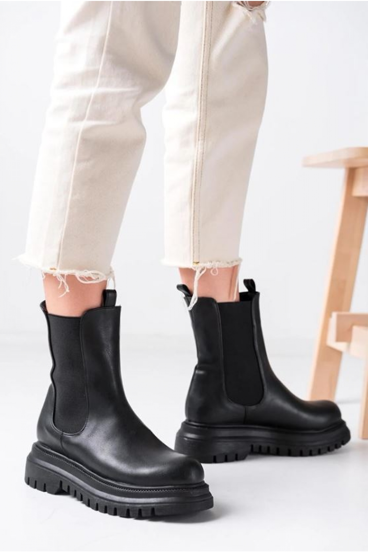 Feles Kadın Kalın ve Yüksek Taban Elastik Chelsea Günlük Bot Kadın Bot - Görsel 5
