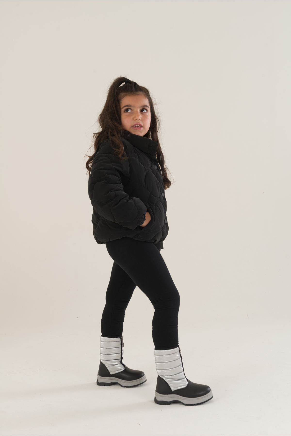 4524 Platin-Gümüş Termo Taban Kışlık Kız Çocuk Botu - Görsel 3