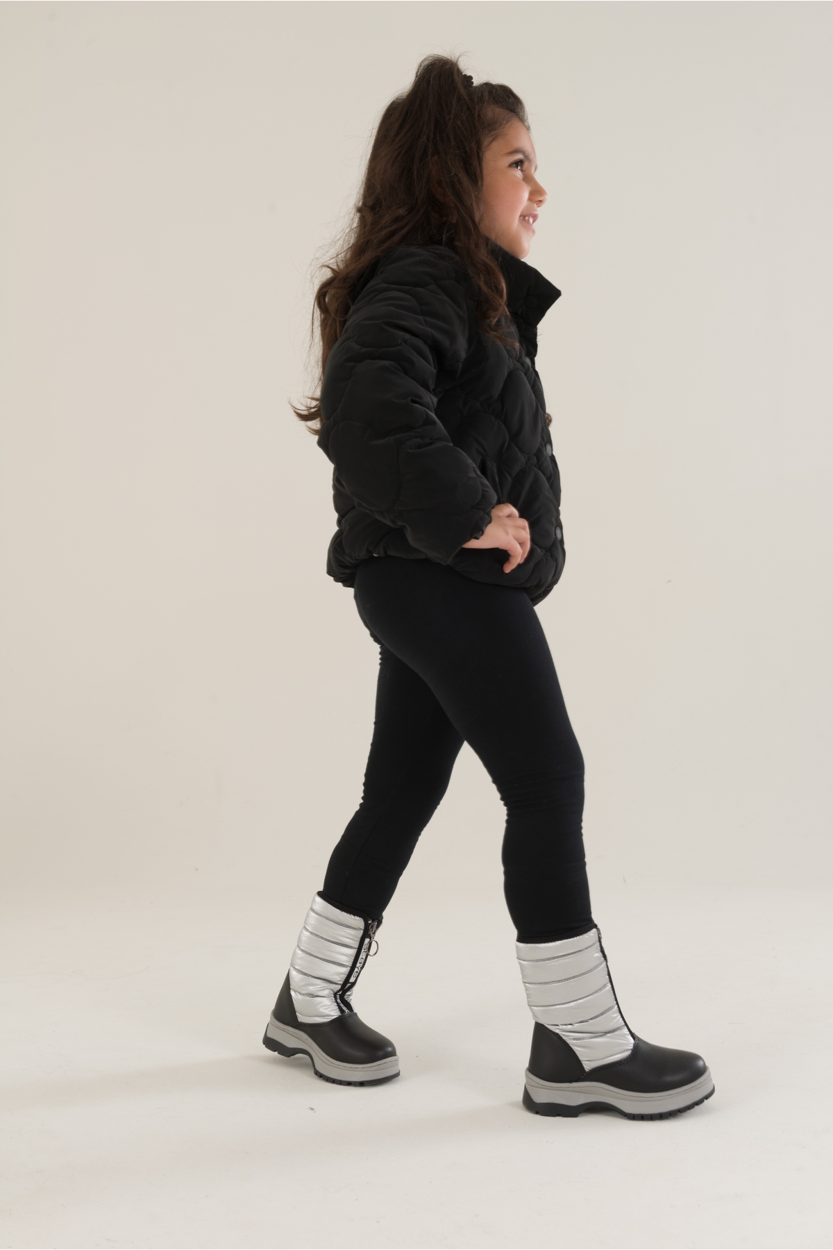 4524 Platin-Gümüş Termo Taban Kışlık Kız Çocuk Botu - Görsel 4