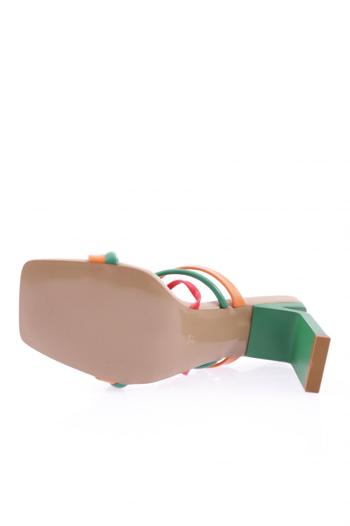 K9000 Kadin Küt Burun Çapraz Bantli Topuklu Sandalet - Görsel 6