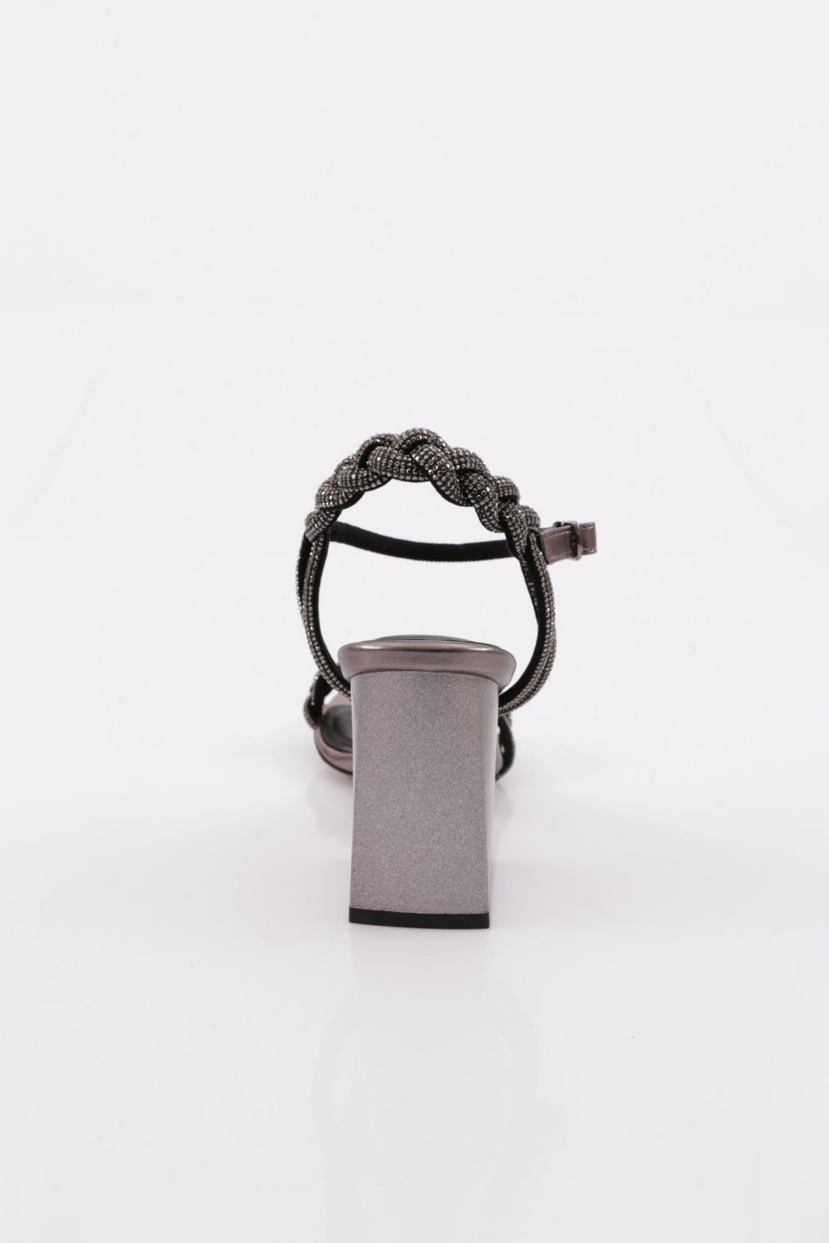 806 Kadin Silver Taş Burgulu Topuklu Sandalet - Görsel 5