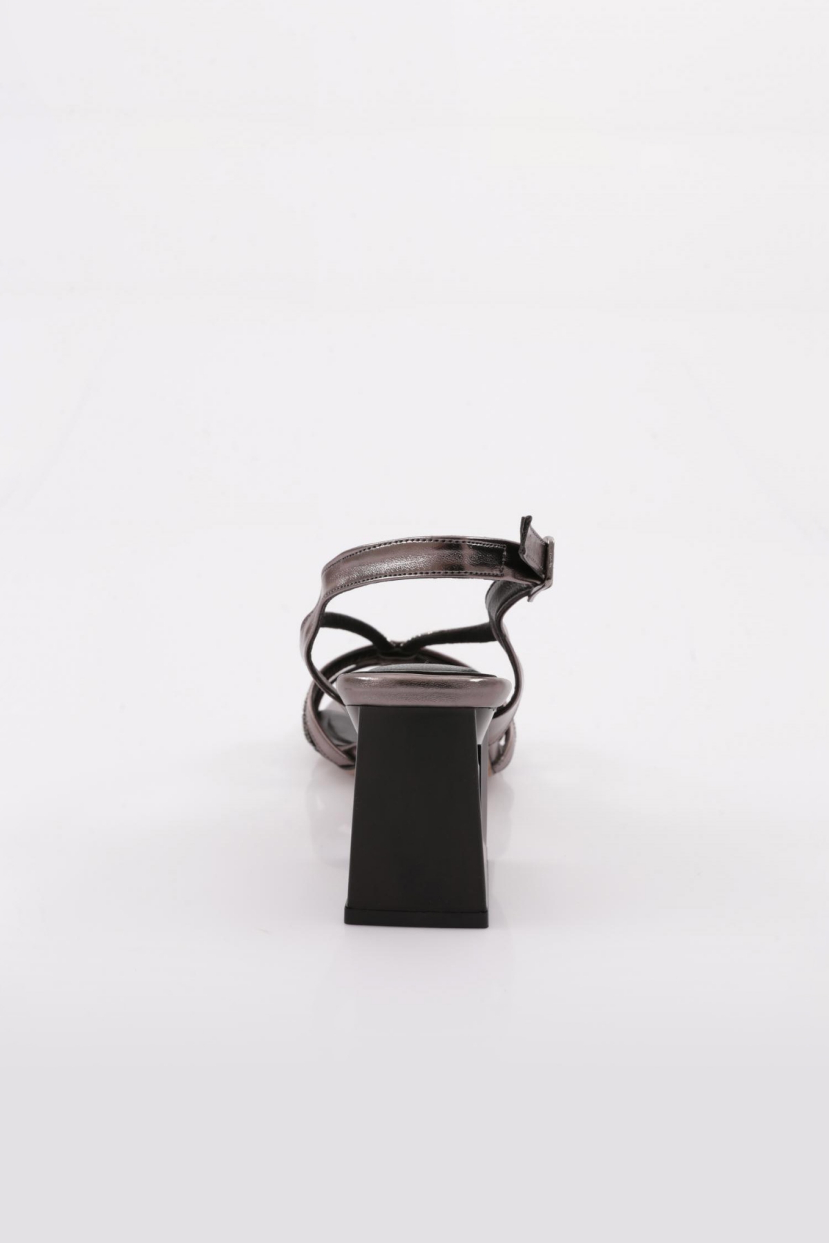 618 Kadin Silver Taşli Bantli Topuklu Sandalet - Görsel 5