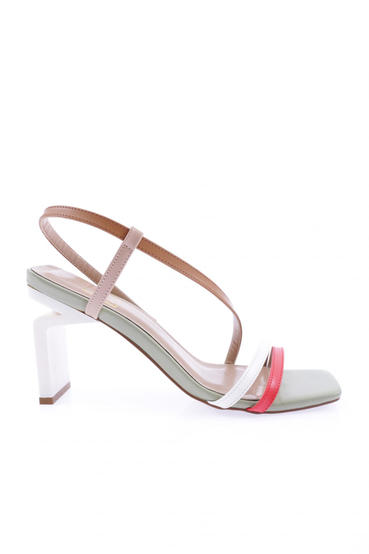 K9002 Kadin Küt Burun Çapraz Bantli Topuklu Sandalet - Görsel 2