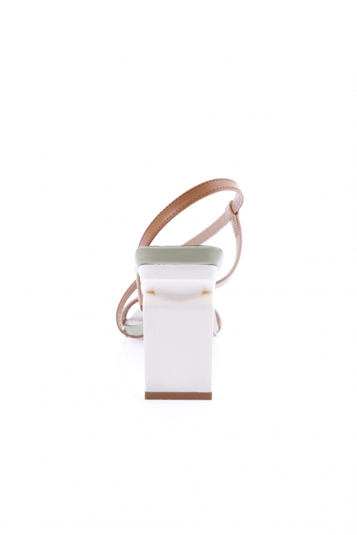 K9002 Kadin Küt Burun Çapraz Bantli Topuklu Sandalet - Görsel 5