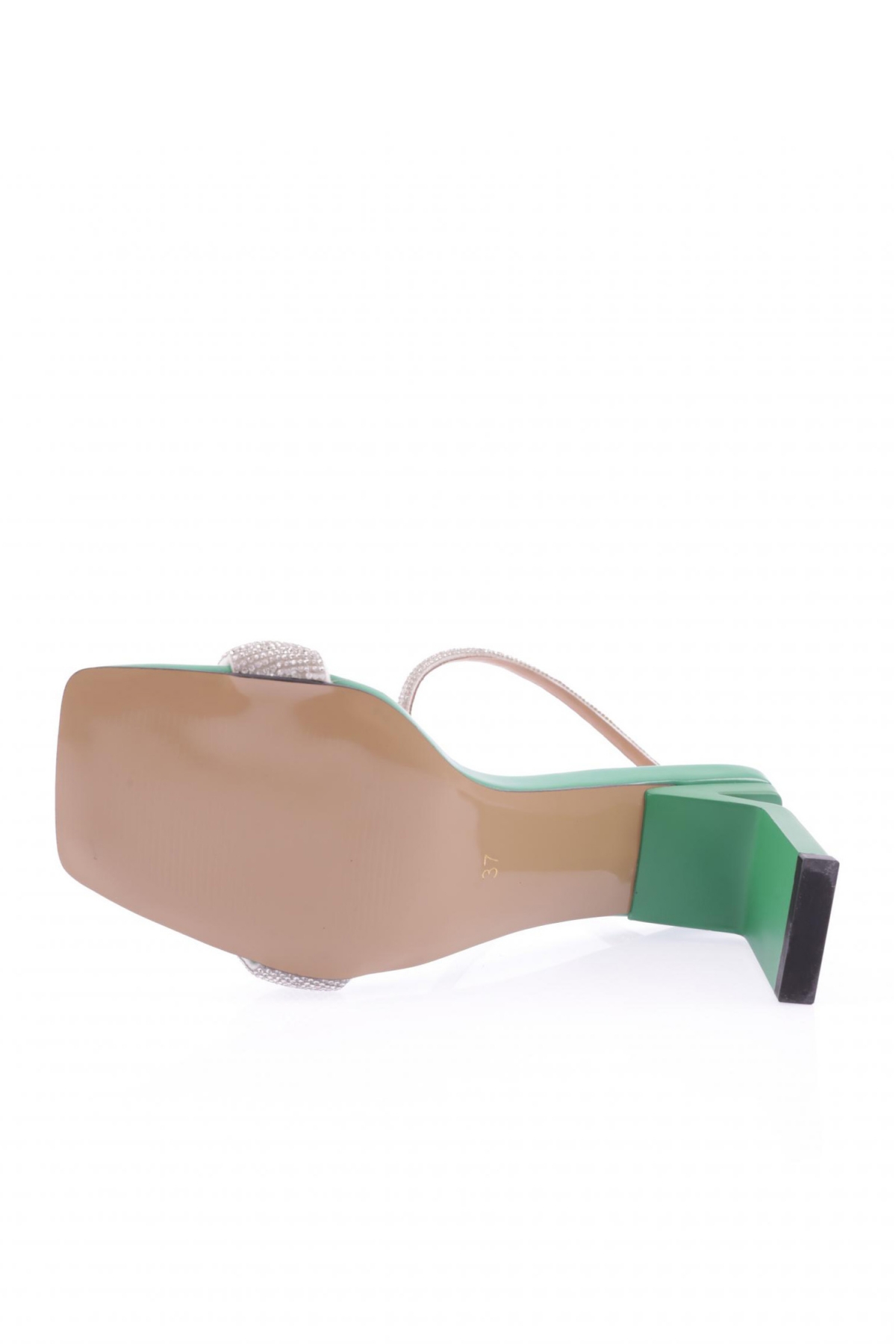 K9016 Kadin Silver Taş Bantli Bilekten Bağlamali Topuklu Sandalet - Görsel 6