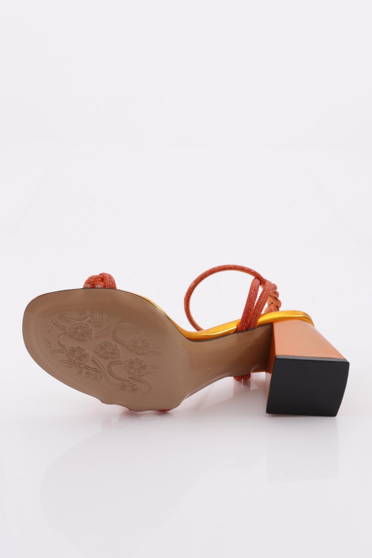 806 Kadin Silver Taş Burgulu Topuklu Sandalet - Görsel 6