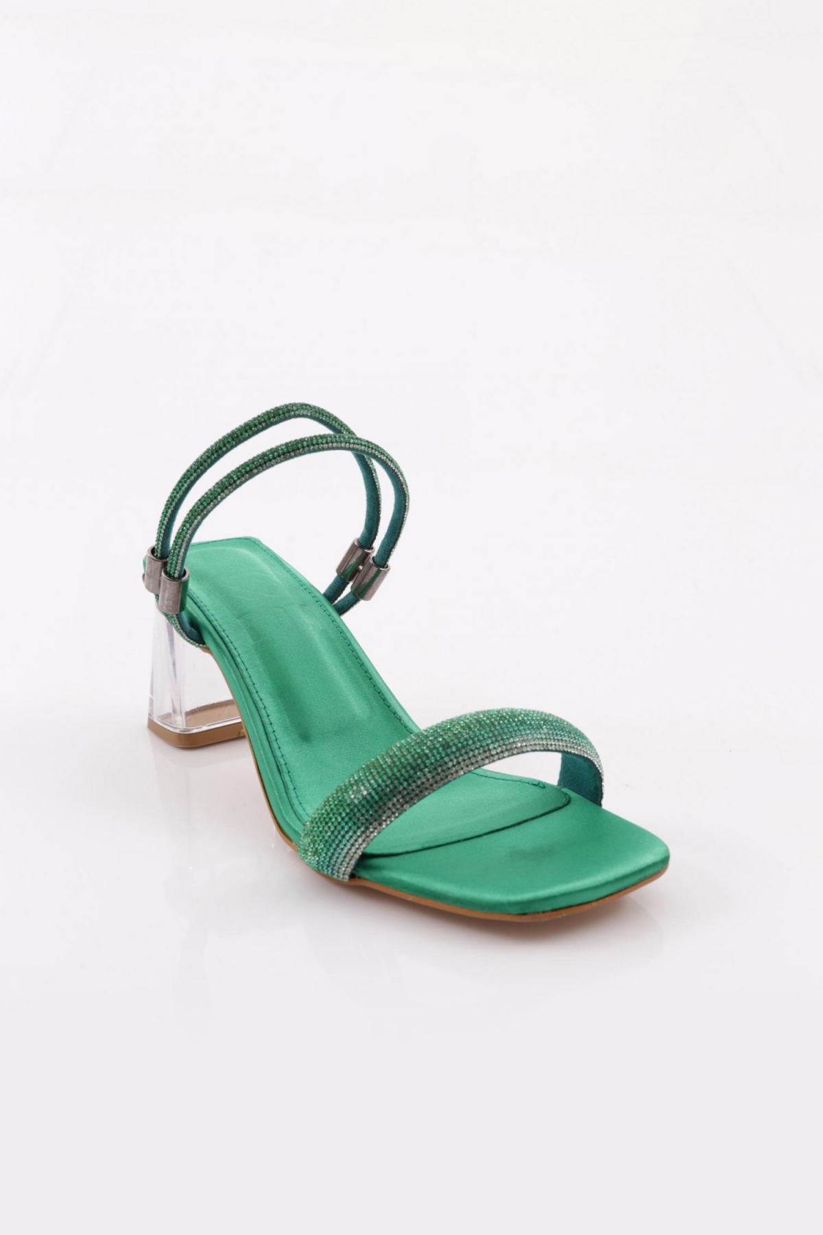 901 Kadin Kare Burun Şeffaf Topuklu Sandalet - Görsel 3