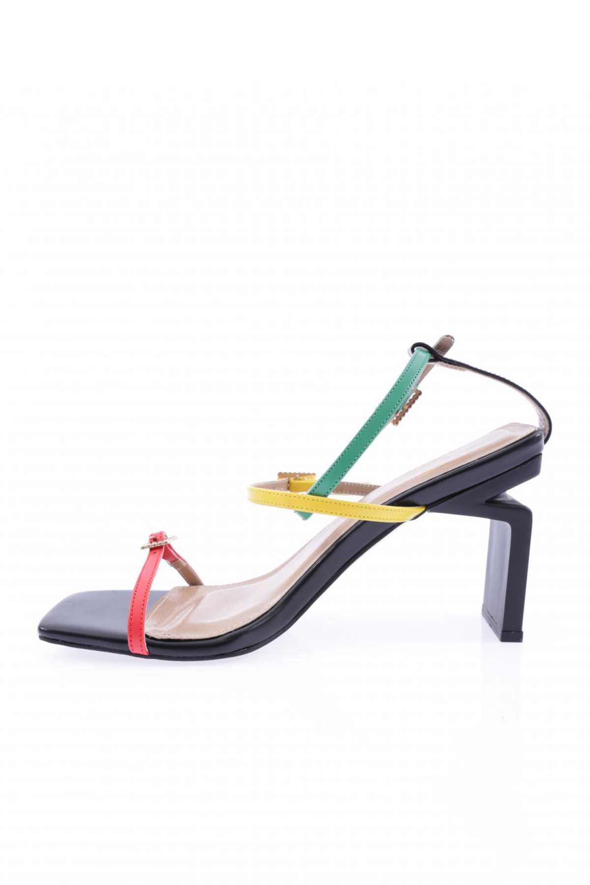 K9004 Kadin Küt Burun Bantli Topuklu Sandalet - Görsel 4