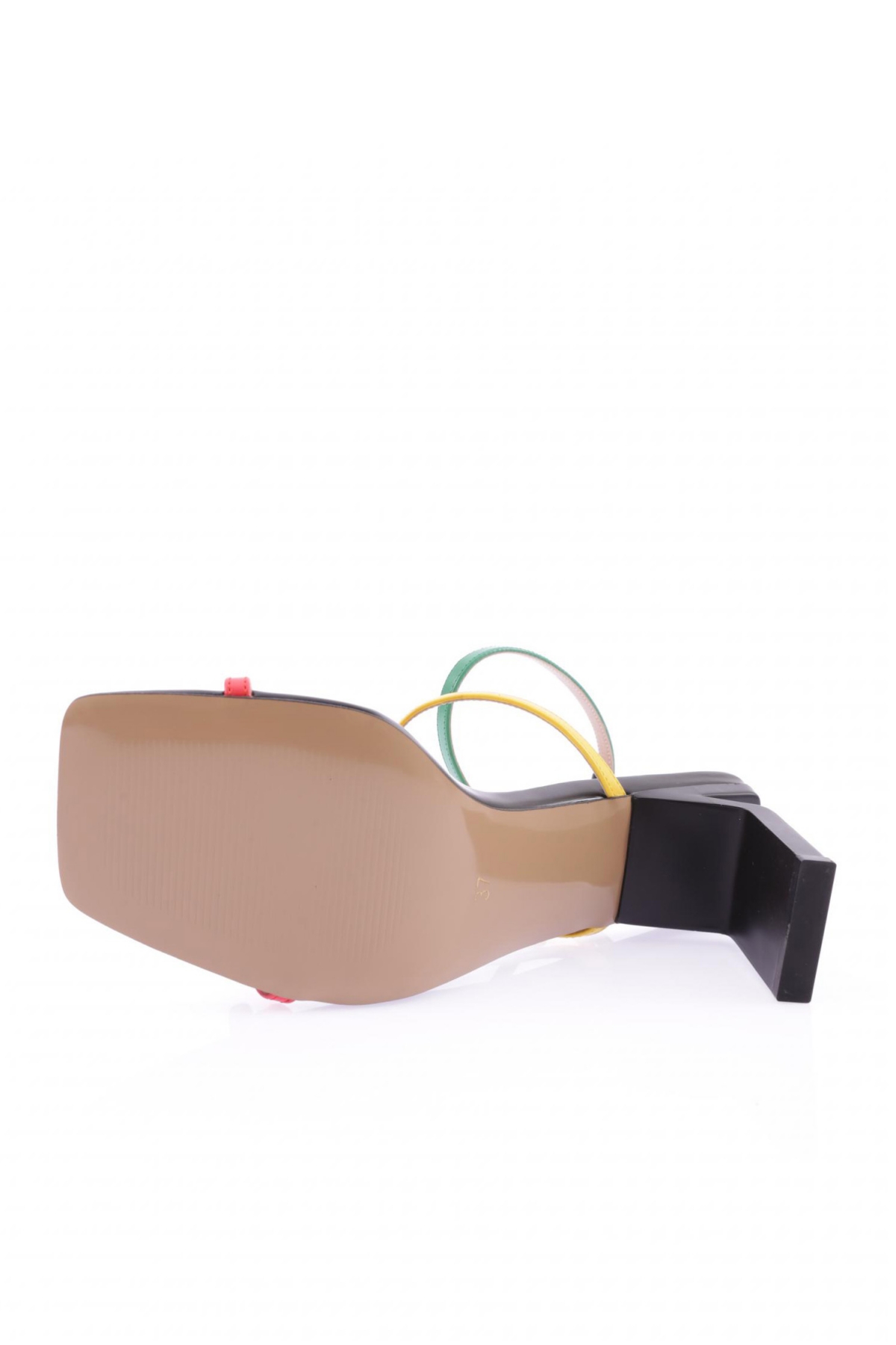 K9004 Kadin Küt Burun Bantli Topuklu Sandalet - Görsel 6