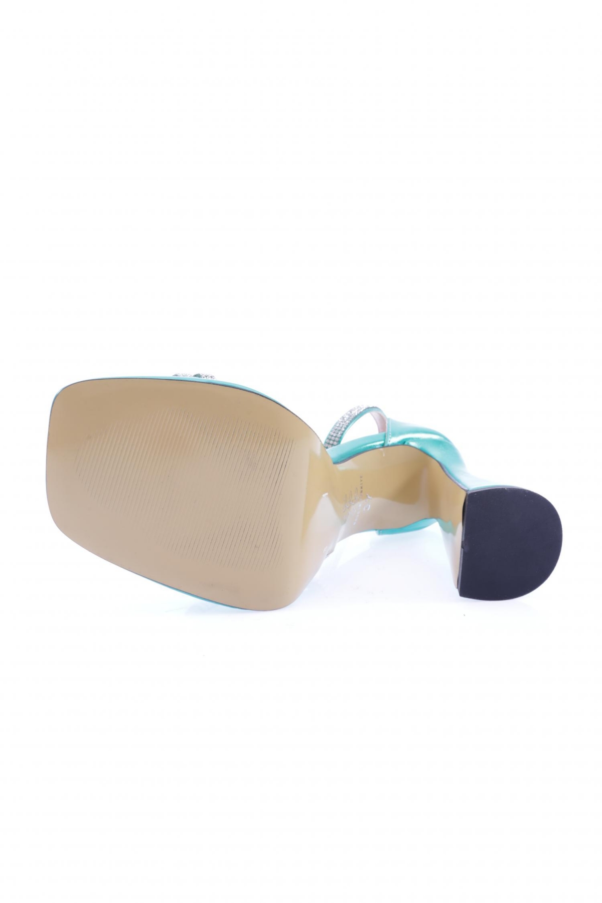 3581-23Y Kadin Kristal Taşli Çapraz Bantli Kalin Topuklu Sandalet - Görsel 6