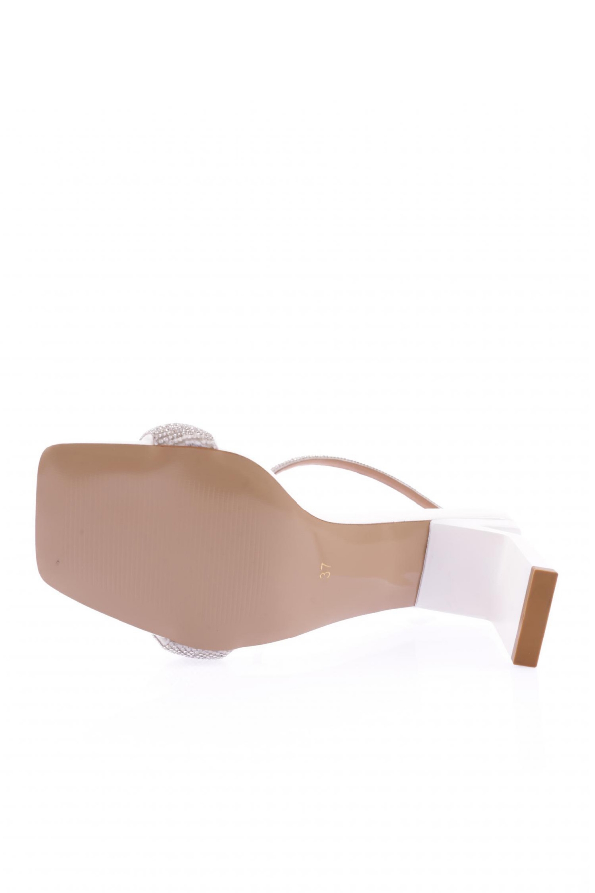 K9016 Kadin Silver Taş Bantli Bilekten Bağlamali Topuklu Sandalet - Görsel 6