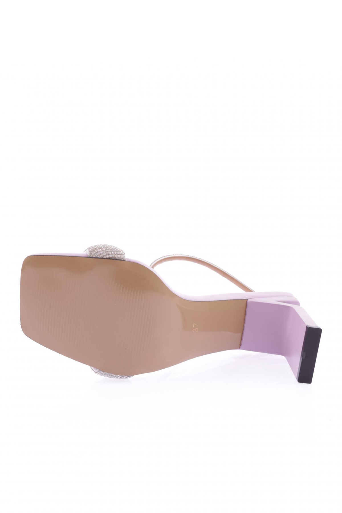 K9016 Kadin Silver Taş Bantli Bilekten Bağlamali Topuklu Sandalet - Görsel 6