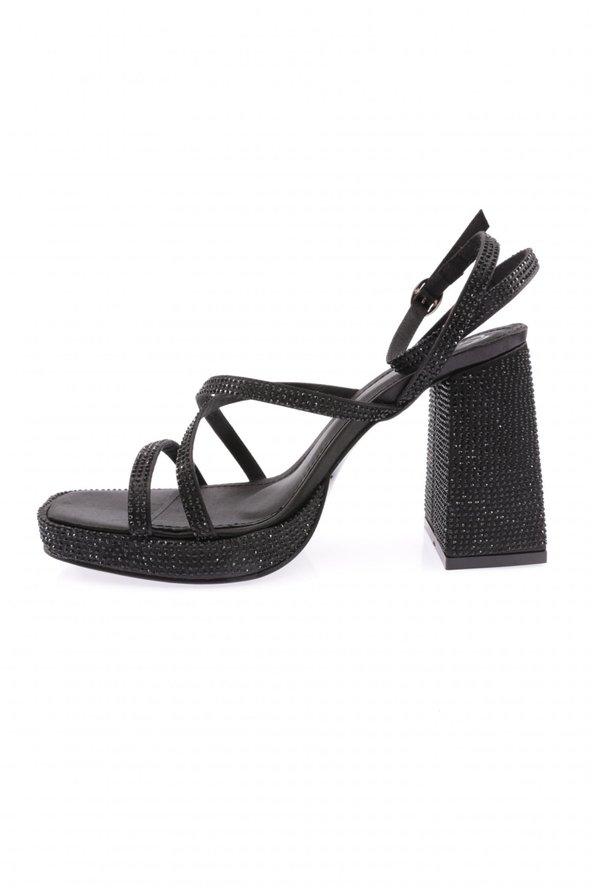 7753-23Y Kadin Silver Taşli Tek Çapraz Bant Alçak Platform Yüksek Topuk Bilekten Bağli Sandalet - Görsel 4