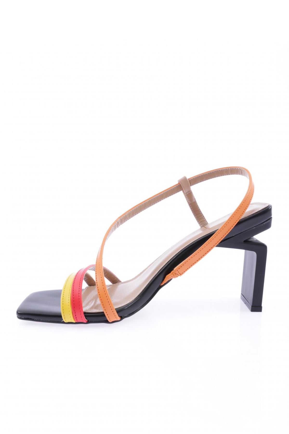 K9002 Kadin Küt Burun Çapraz Bantli Topuklu Sandalet - Görsel 4