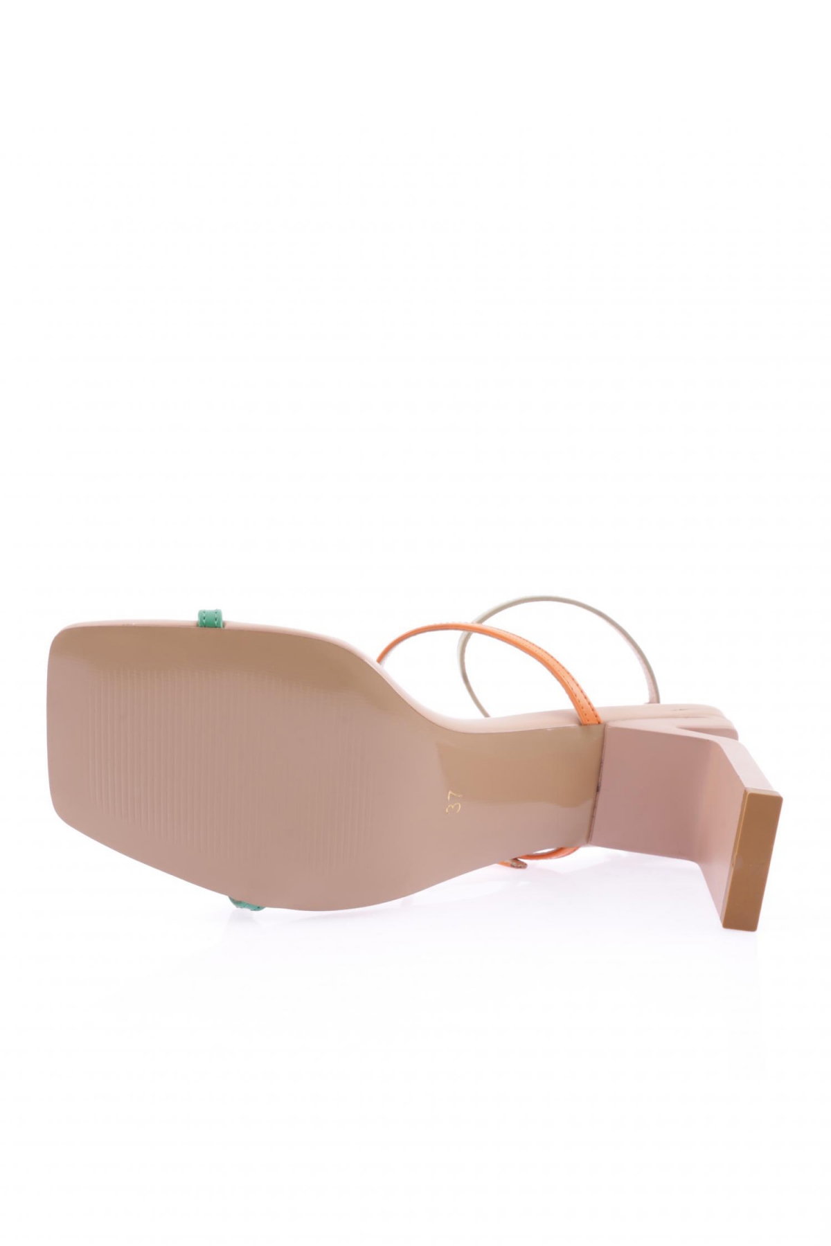 K9004 Kadin Küt Burun Bantli Topuklu Sandalet - Görsel 6