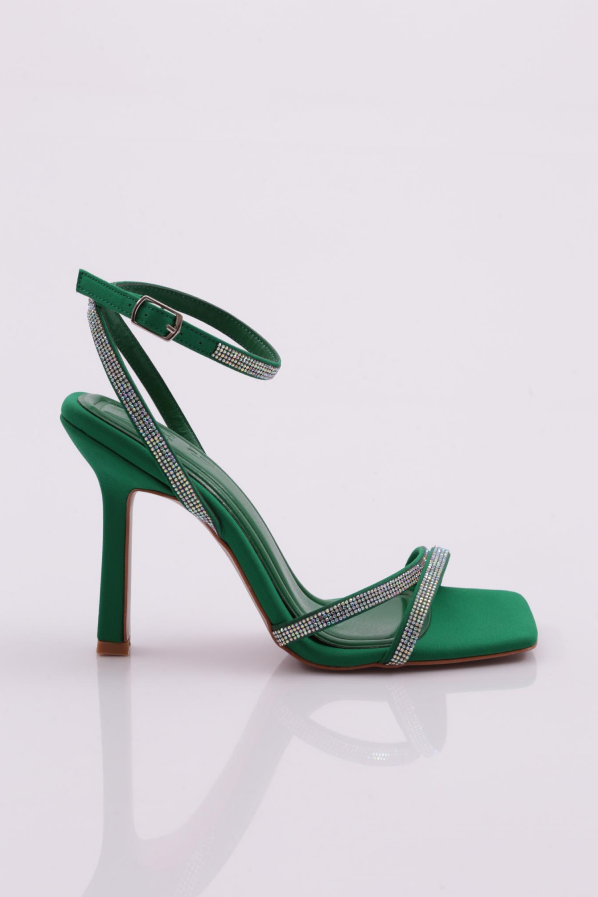 2026 Kadin Silver Taşli Bilekten Kemer Bağlamali Topuklu Sandalet - Görsel 2