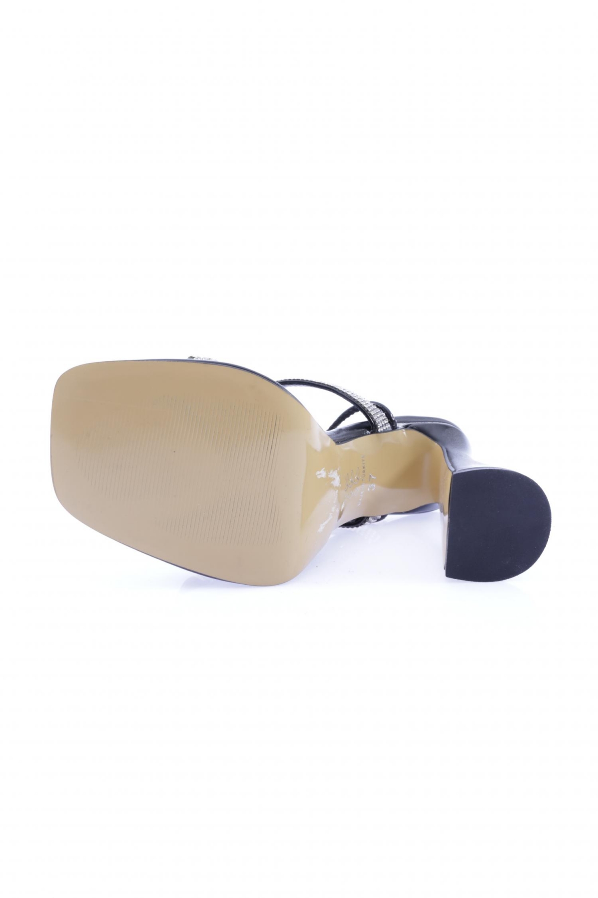 3582-23Y Kadin Kristal Taşli Bantli Bilekten Bağlamali Kalin Topuklu Sandalet - Görsel 6