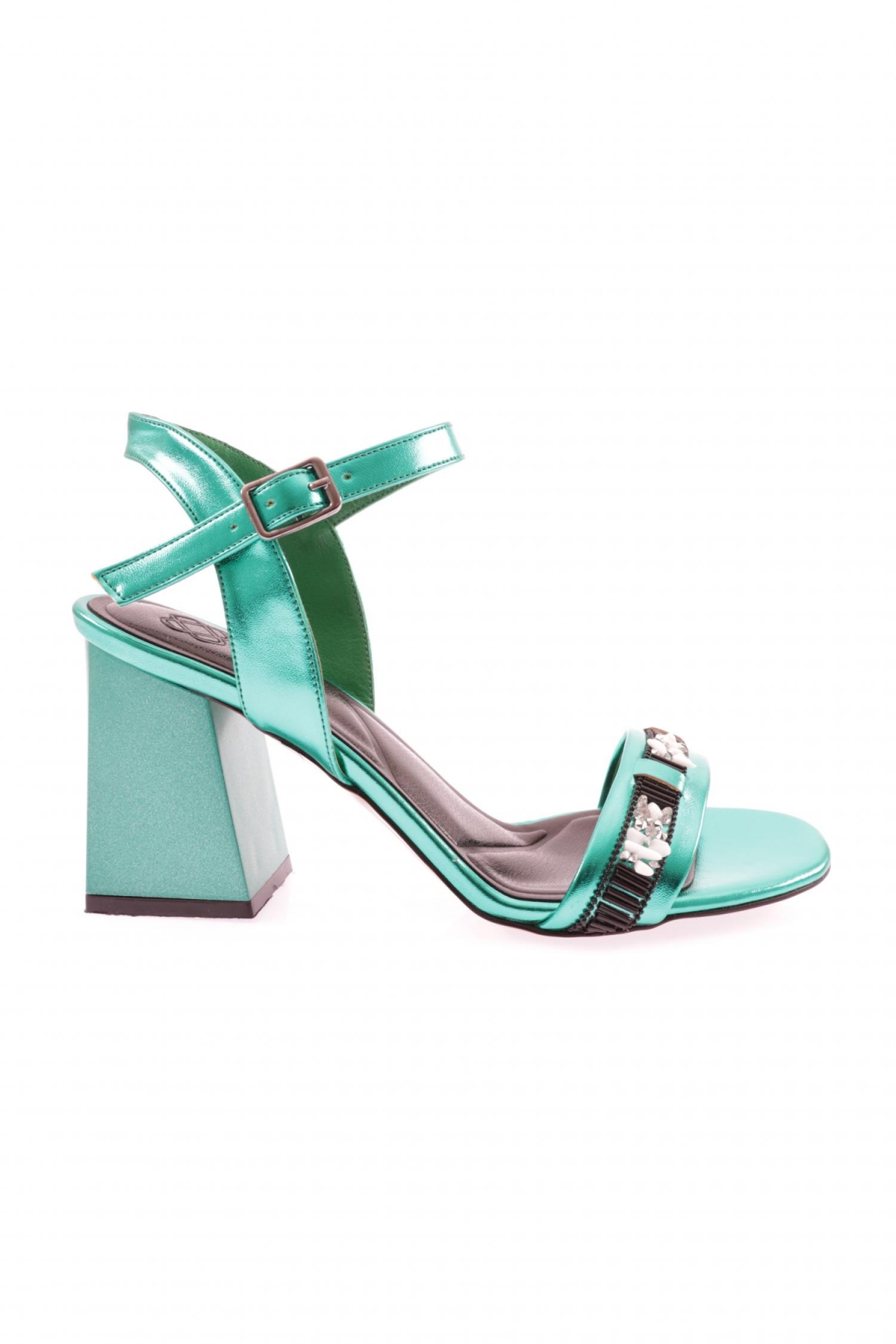 809-23Y Kadin Bantli Taşli Topuklu Sandalet - Görsel 2