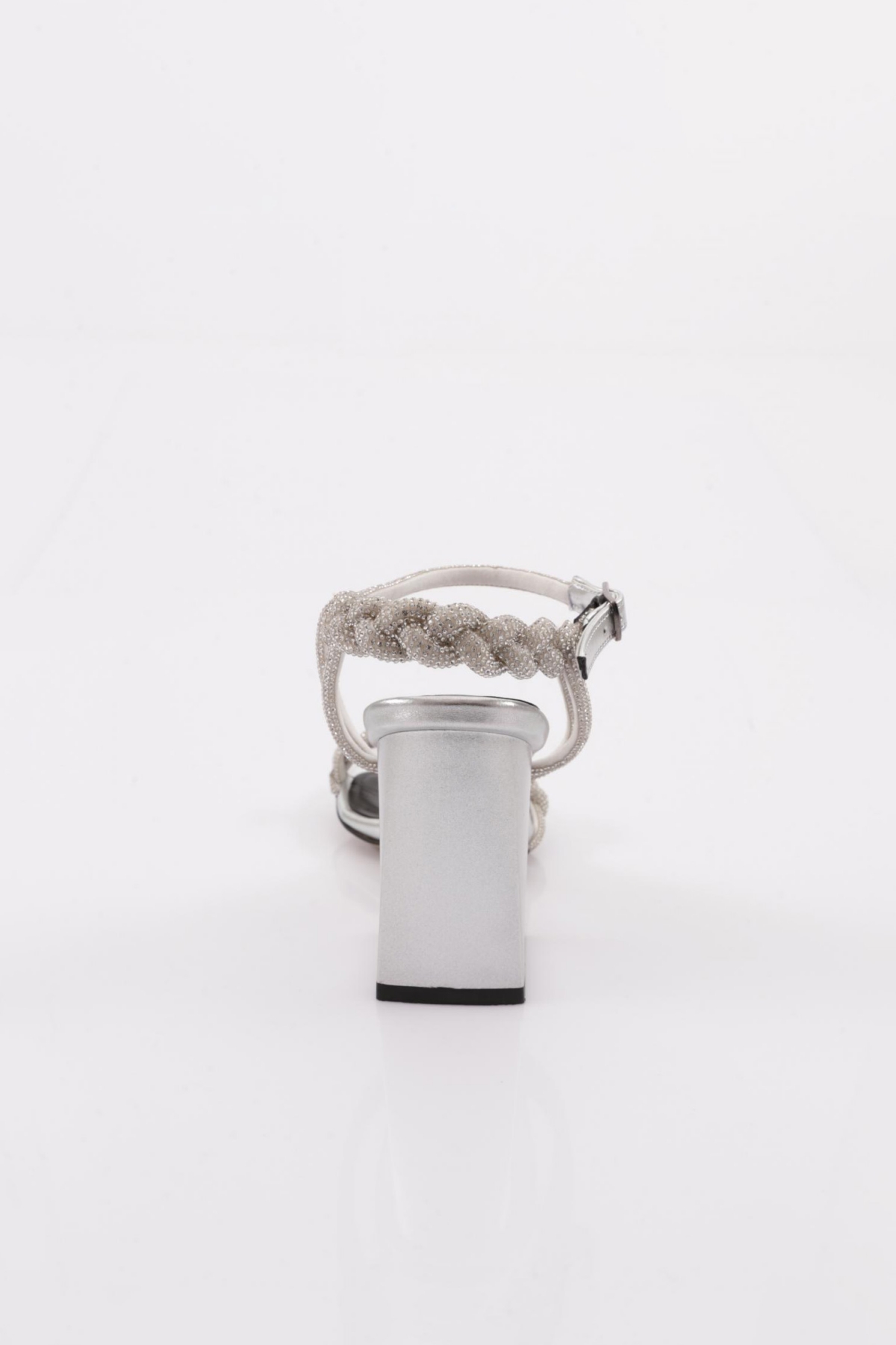 806 Kadin Silver Taş Burgulu Topuklu Sandalet - Görsel 5