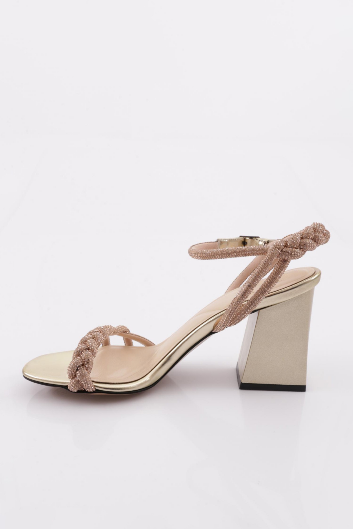 806 Kadin Silver Taş Burgulu Topuklu Sandalet - Görsel 4