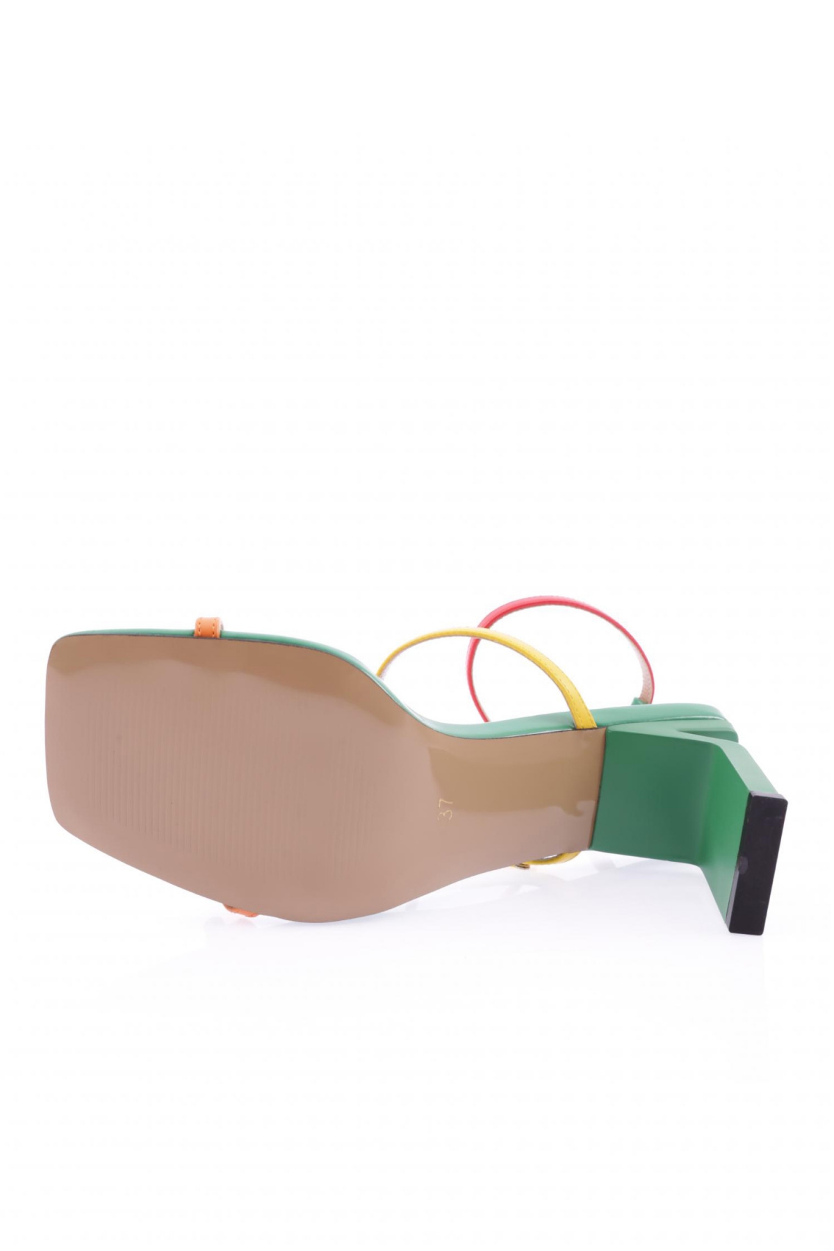 K9004 Kadin Küt Burun Bantli Topuklu Sandalet - Görsel 6