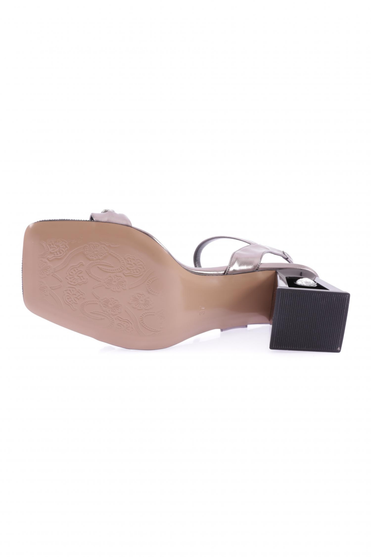 617-23Y Kadin Silver Taş Bantli Topuklu Sandalet - Görsel 6