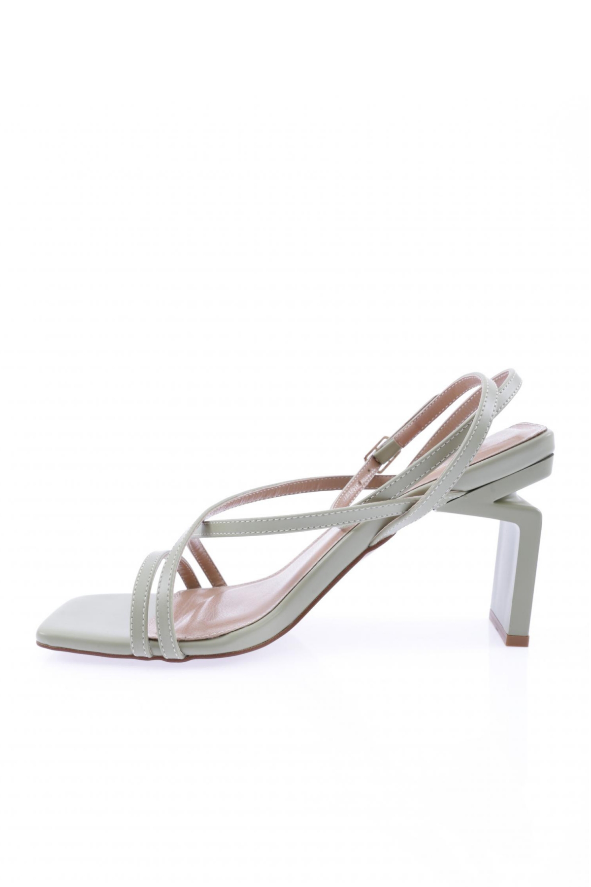 K9001 Kadin Küt Burun Çapraz Bantli Topuklu Sandalet - Görsel 4