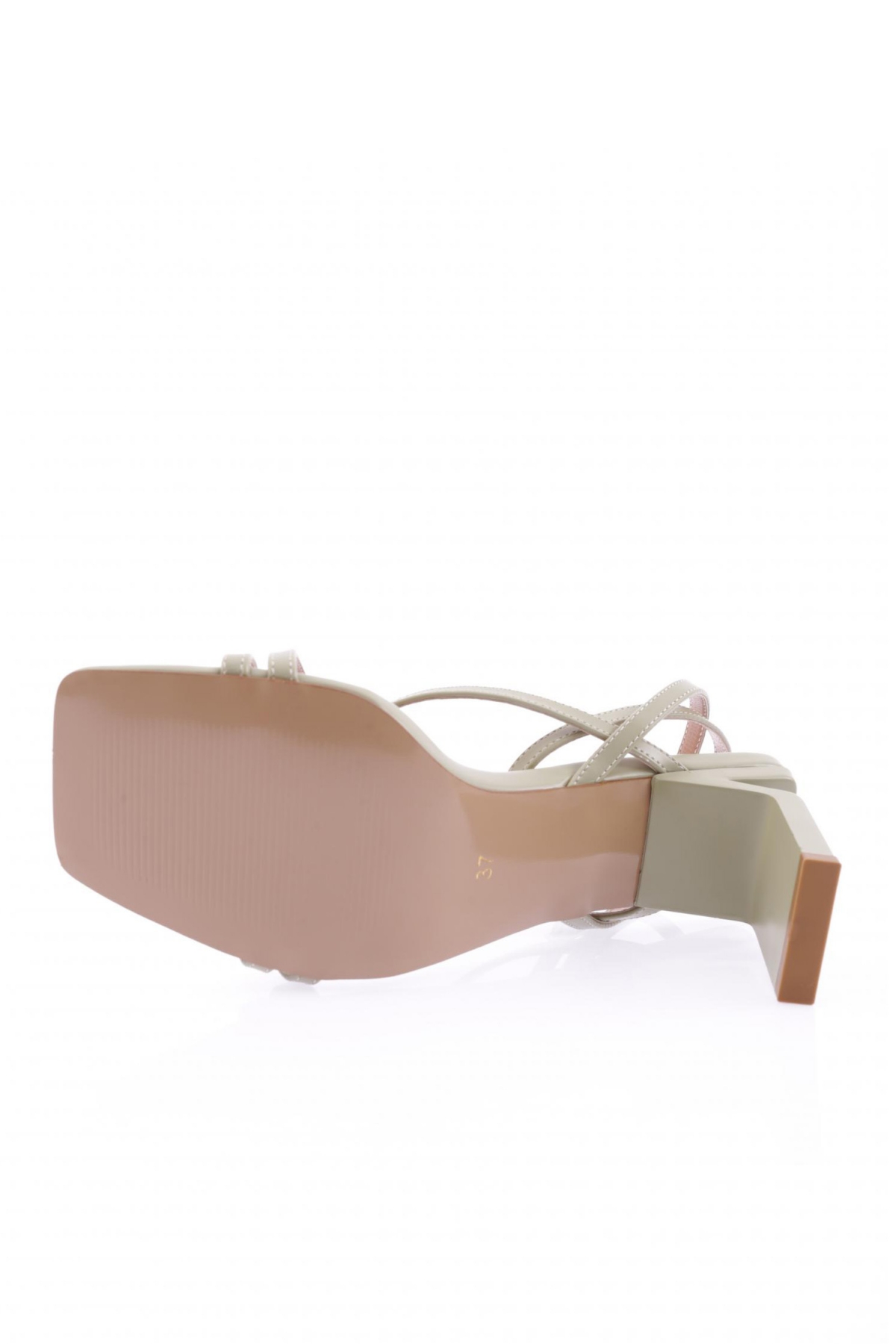 K9001 Kadin Küt Burun Çapraz Bantli Topuklu Sandalet - Görsel 6