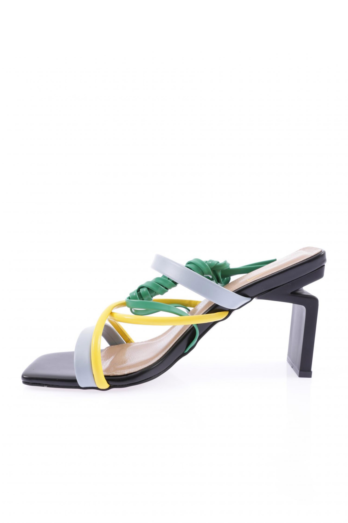 K9000 Kadin Küt Burun Çapraz Bantli Topuklu Sandalet - Görsel 4