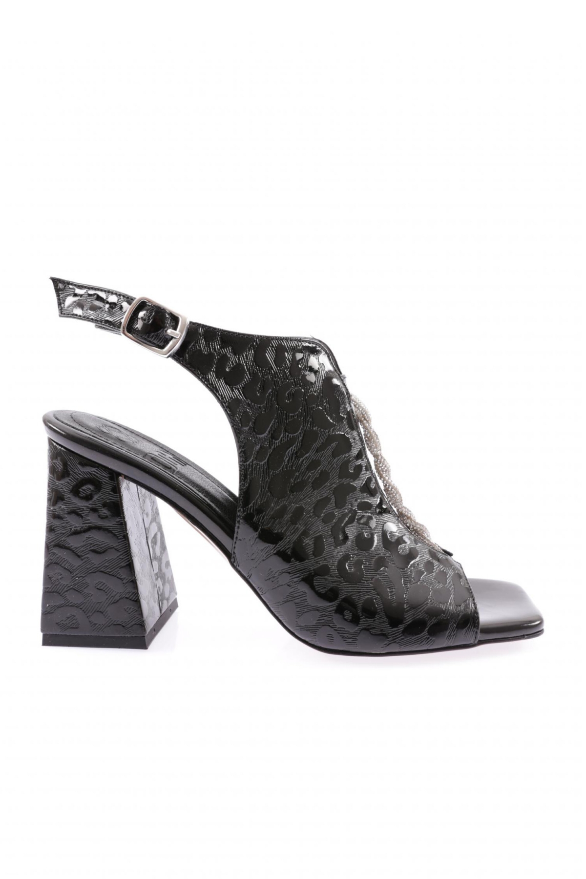 08-23Y Kadin Silver Taşli Burgulu Topuklu Sandalet - Görsel 2