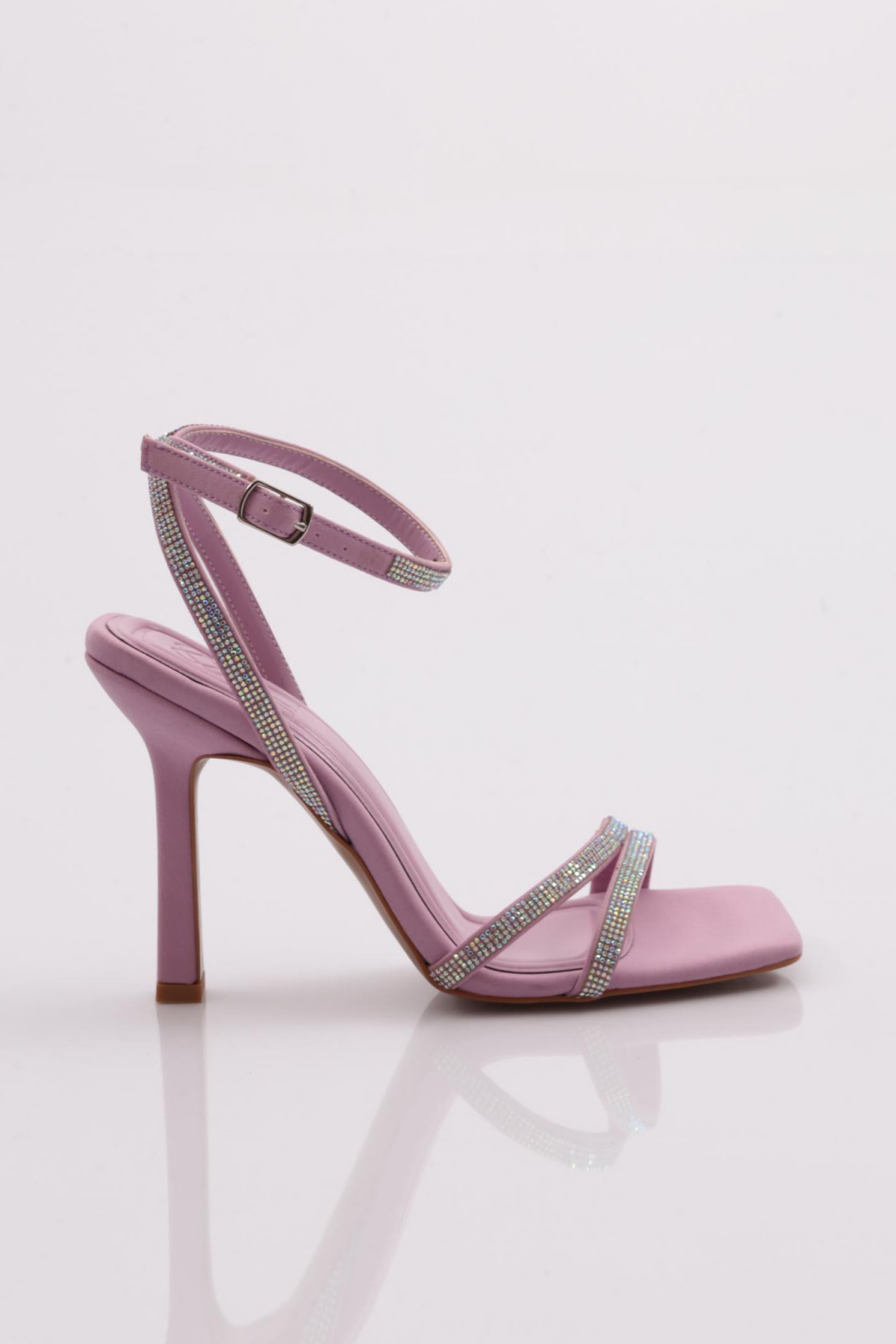 2026 Kadin Silver Taşli Bilekten Kemer Bağlamali Topuklu Sandalet - Görsel 2