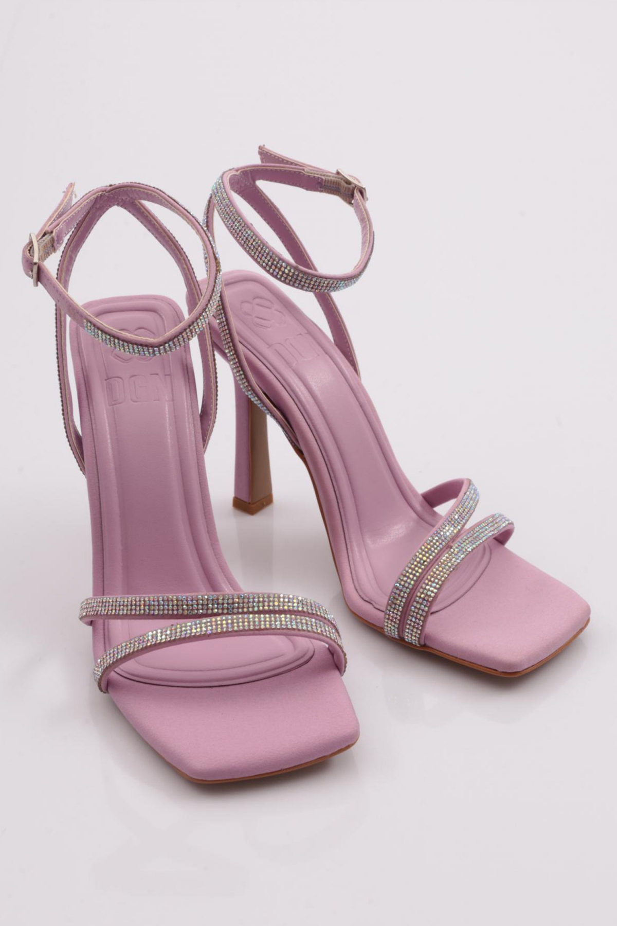 2026 Kadin Silver Taşli Bilekten Kemer Bağlamali Topuklu Sandalet - Görsel 3