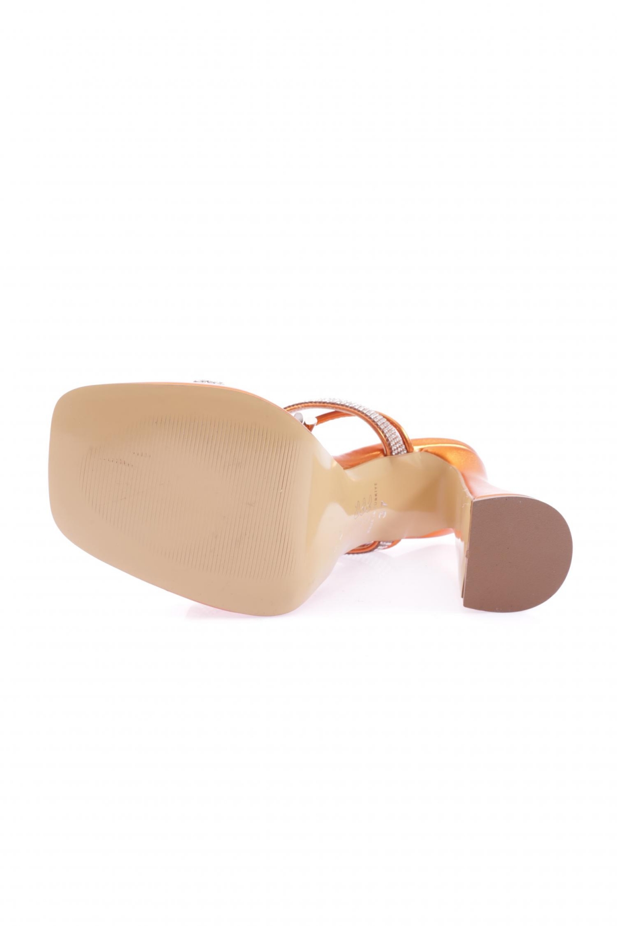 3582-23Y Kadin Kristal Taşli Bantli Bilekten Bağlamali Kalin Topuklu Sandalet - Görsel 6