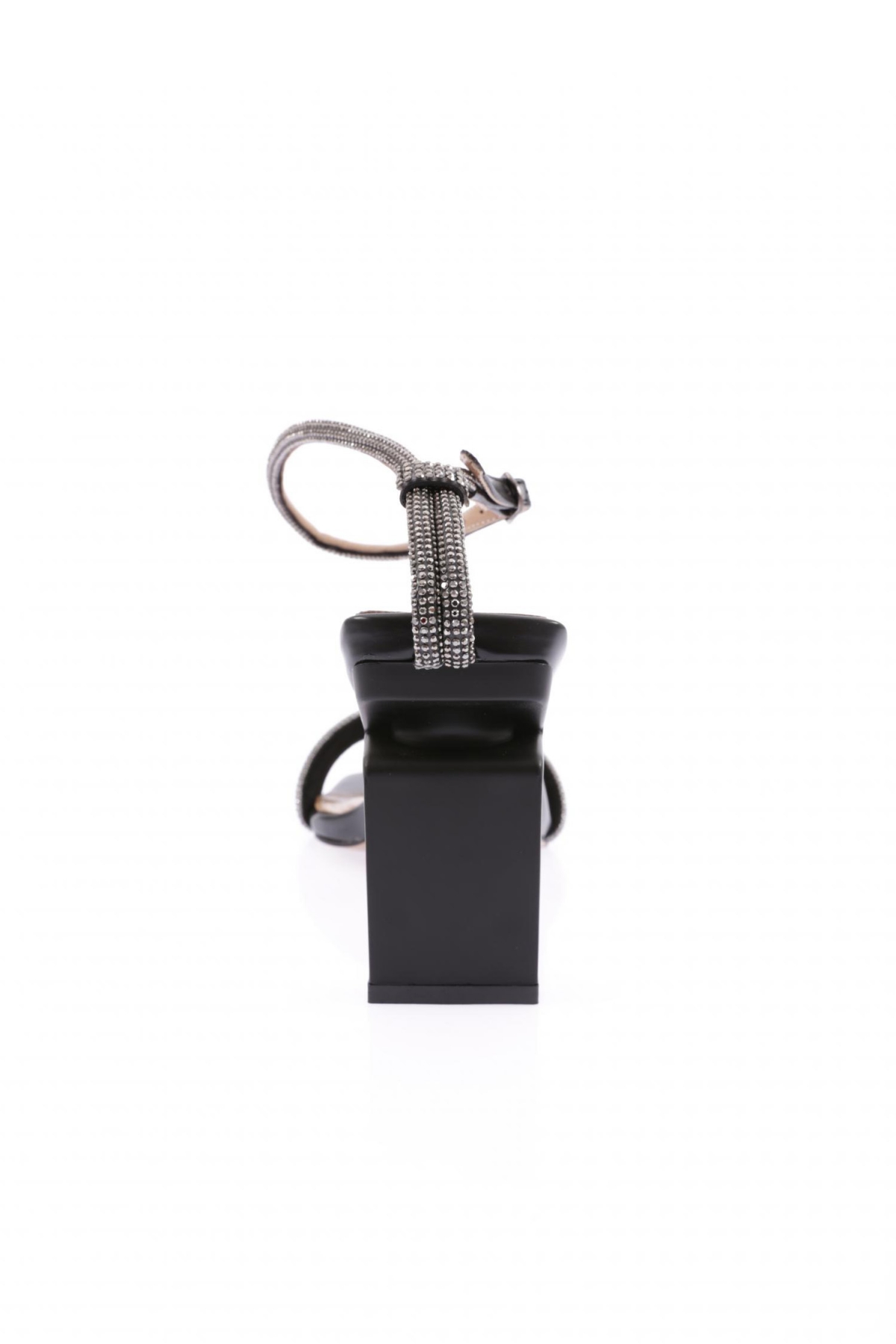 K9016 Kadin Silver Taş Bantli Bilekten Bağlamali Topuklu Sandalet - Görsel 5