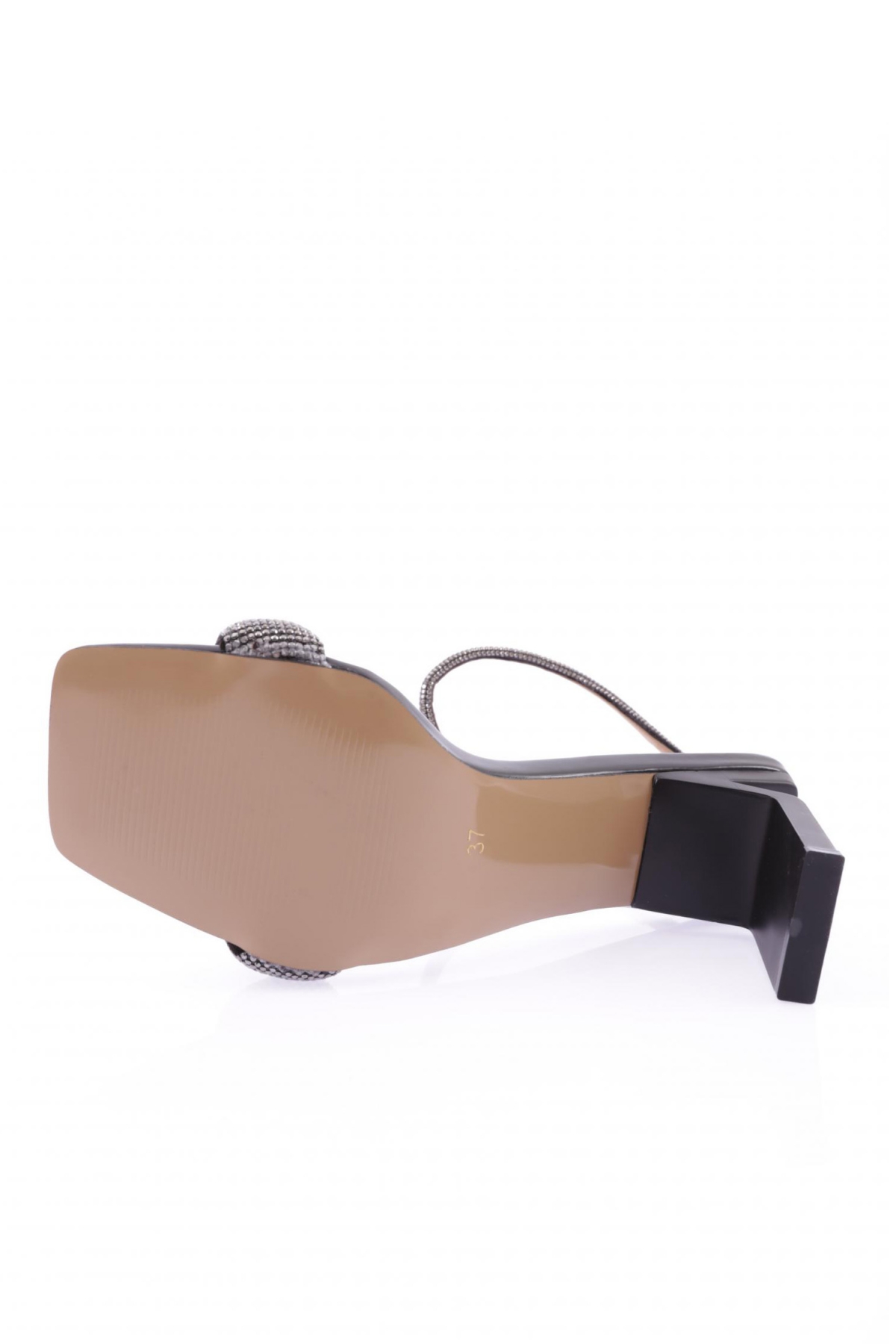 K9016 Kadin Silver Taş Bantli Bilekten Bağlamali Topuklu Sandalet - Görsel 6