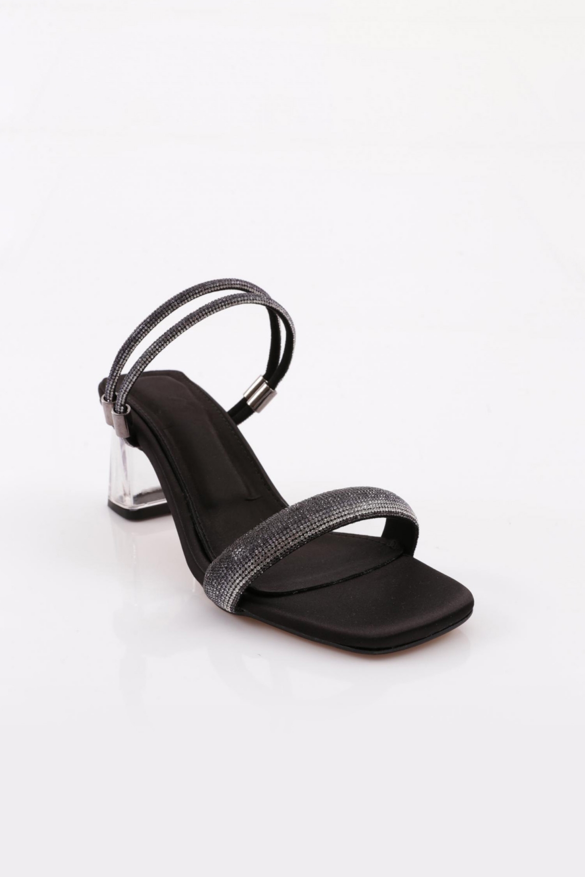 901 Kadin Kare Burun Şeffaf Topuklu Sandalet - Görsel 3