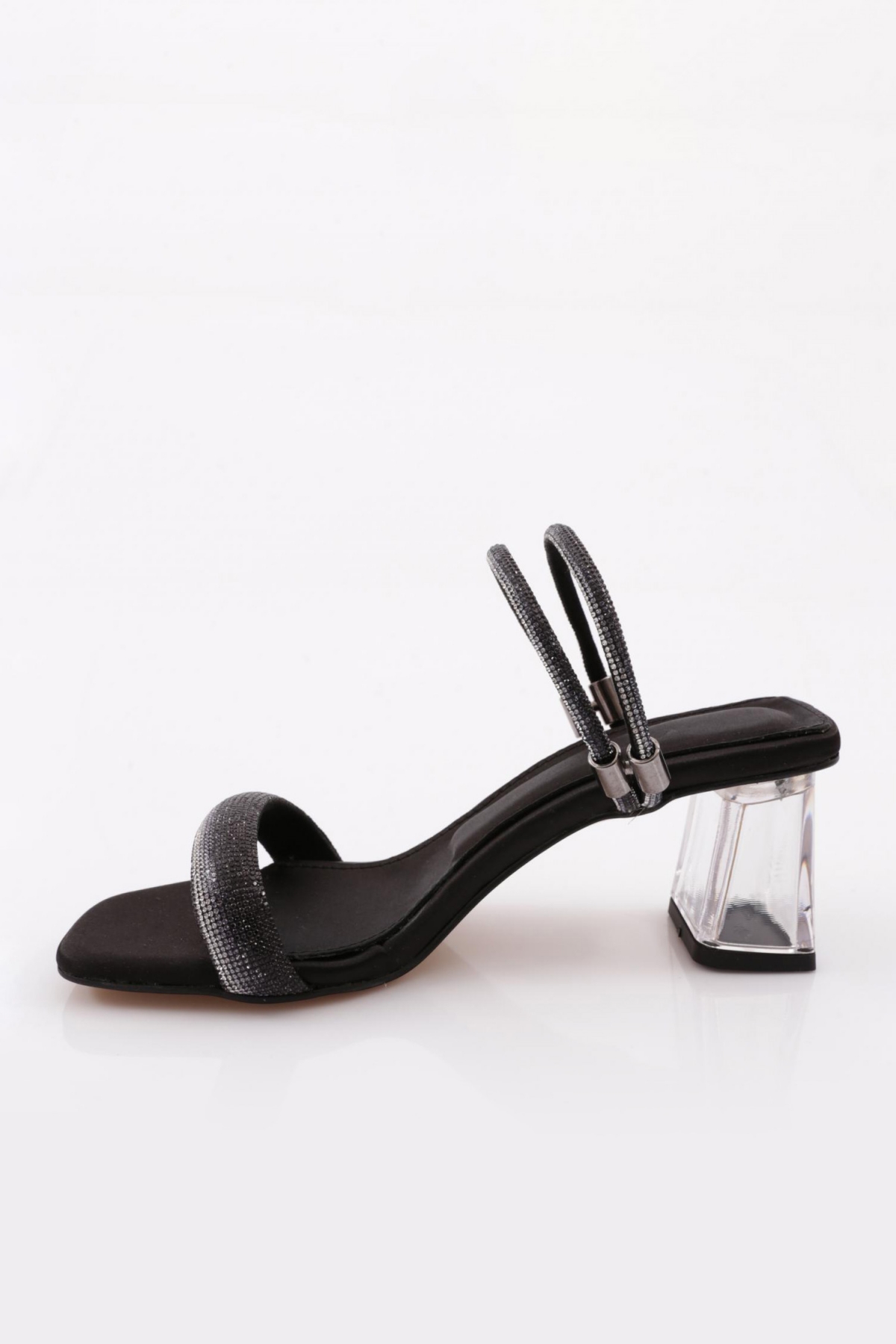 901 Kadin Kare Burun Şeffaf Topuklu Sandalet - Görsel 4