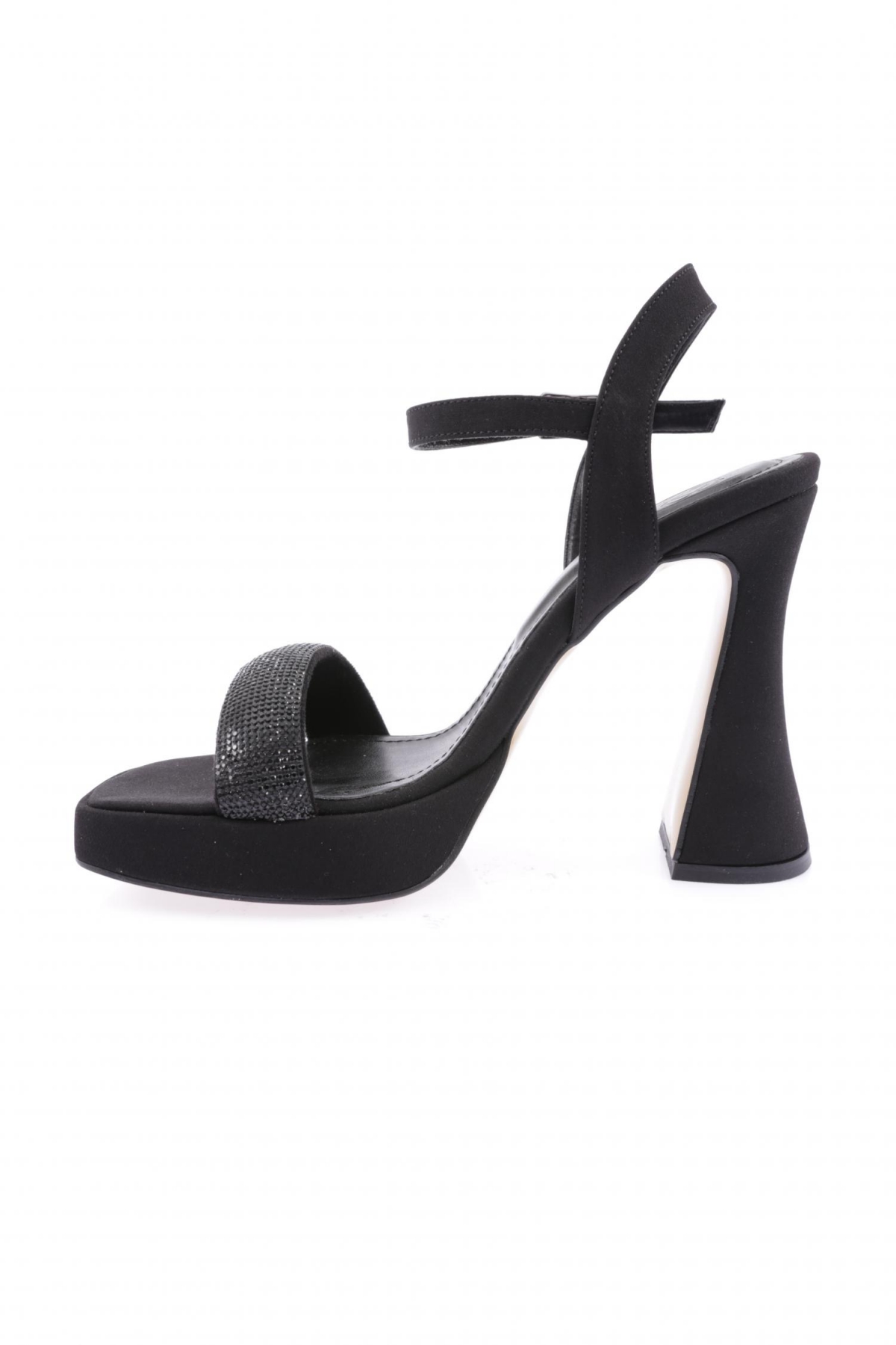 3588-23Y Kadin Kristal Taşli Bantli Kalin Topuklu Sandalet - Görsel 4
