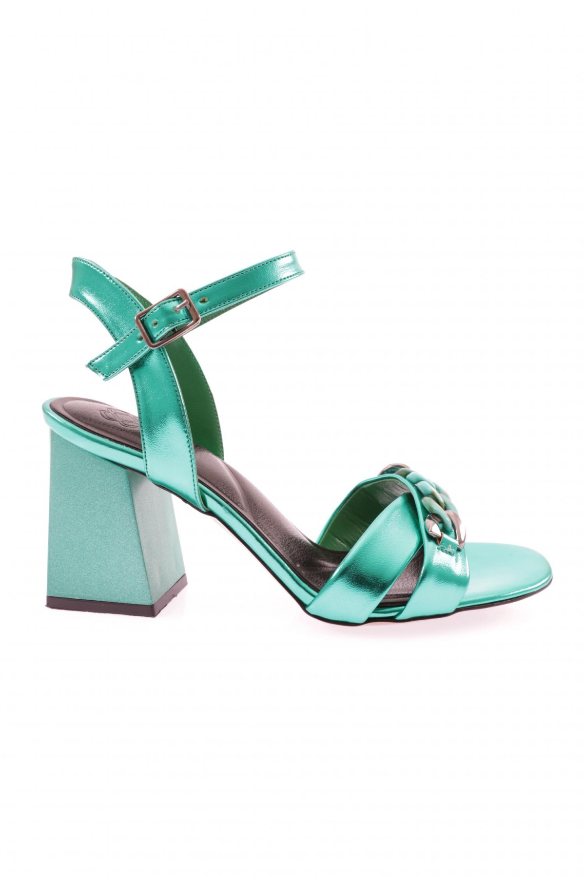 847-23Y Kadin Çapraz Bantli Burgu Aksesuarli Topuklu Sandalet - Görsel 2