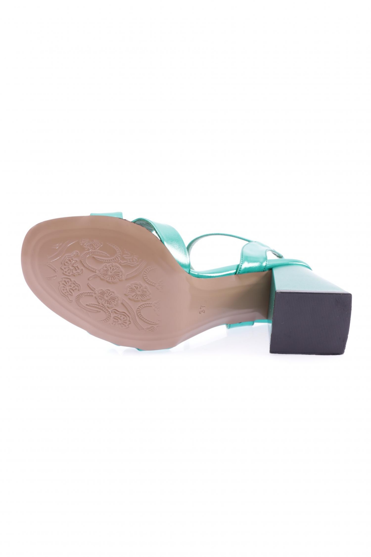 847-23Y Kadin Çapraz Bantli Burgu Aksesuarli Topuklu Sandalet - Görsel 6