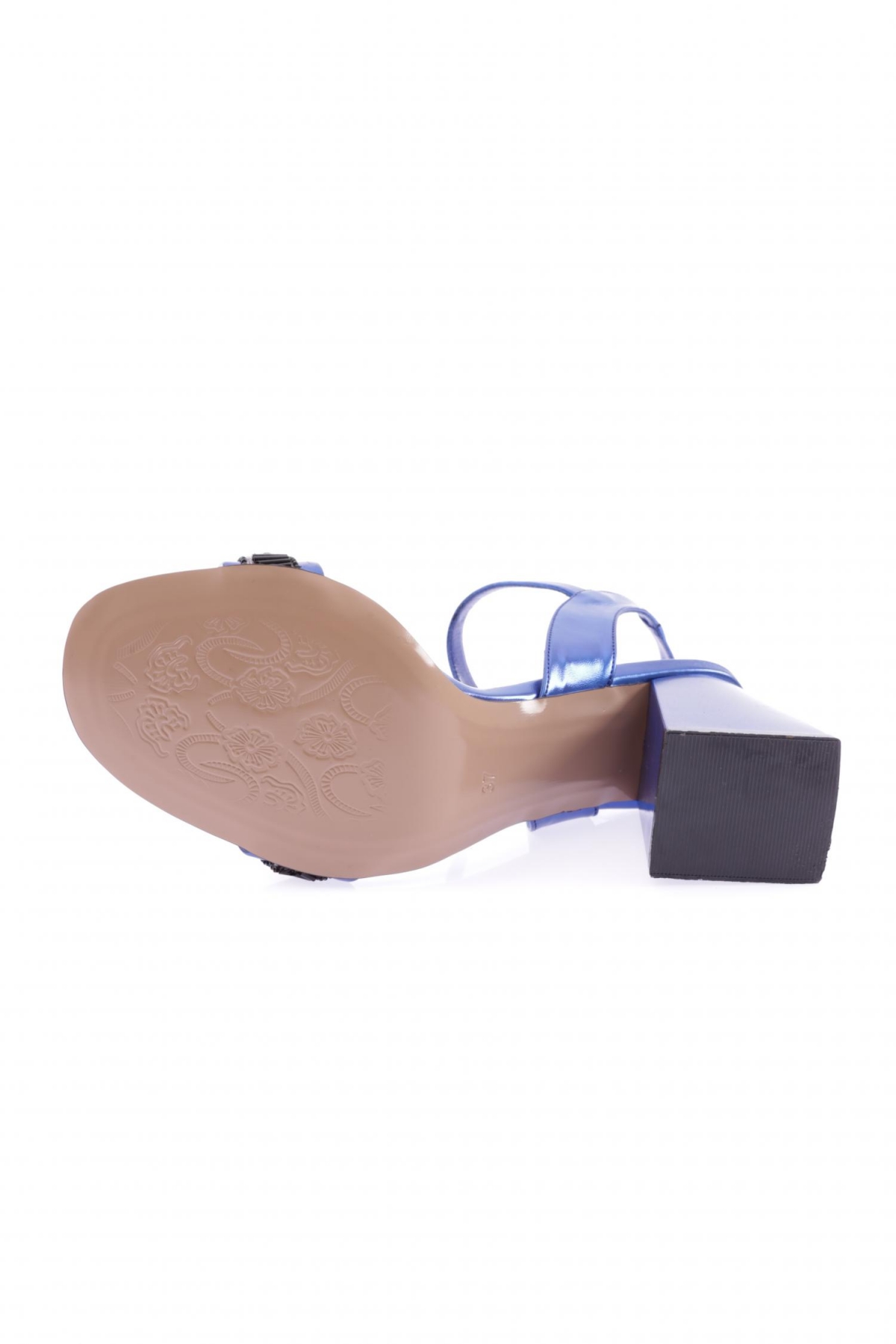 809-23Y Kadin Bantli Taşli Topuklu Sandalet - Görsel 6