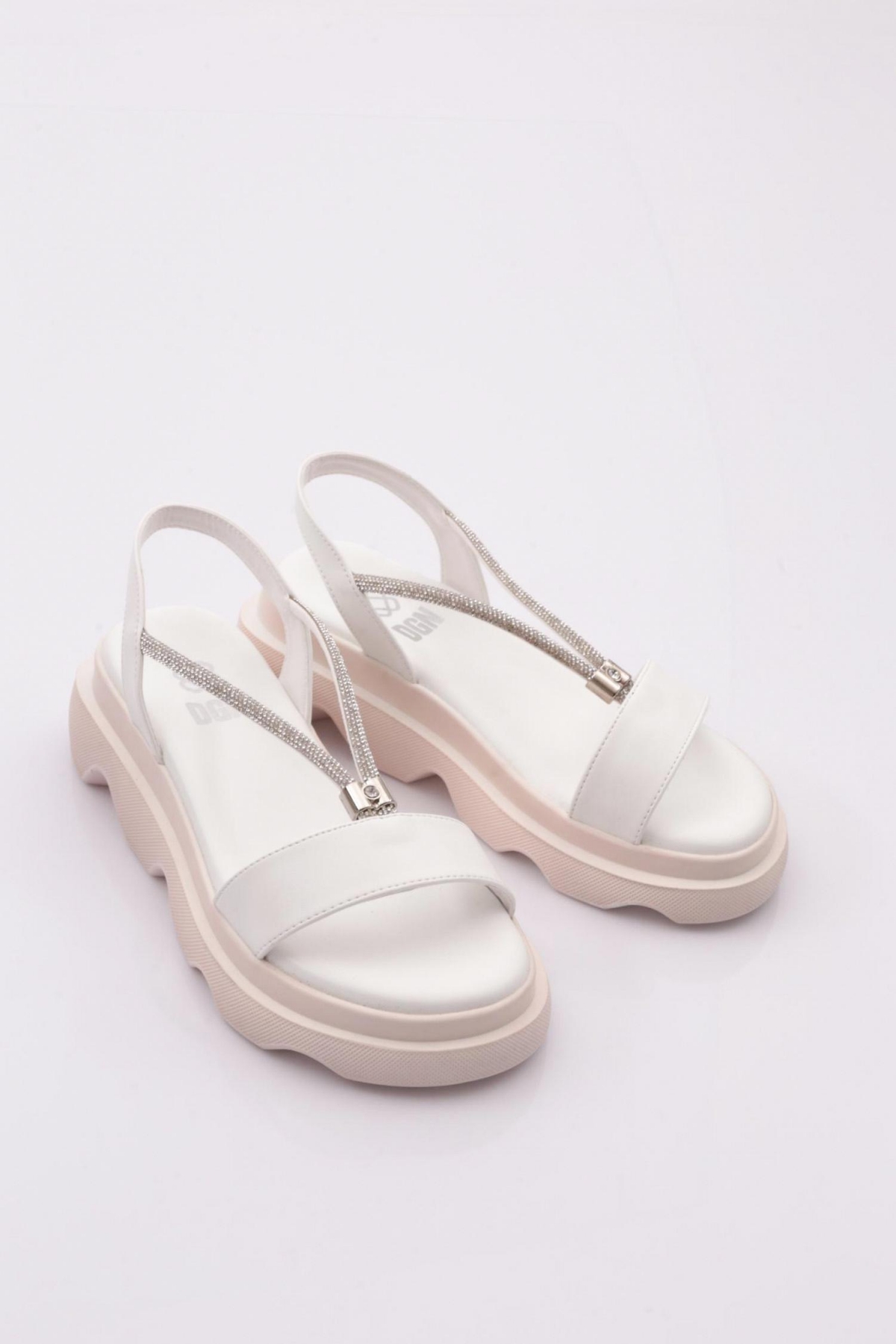 3511 Kadin Kalin Taban Taş İpli Sandalet - Görsel 3