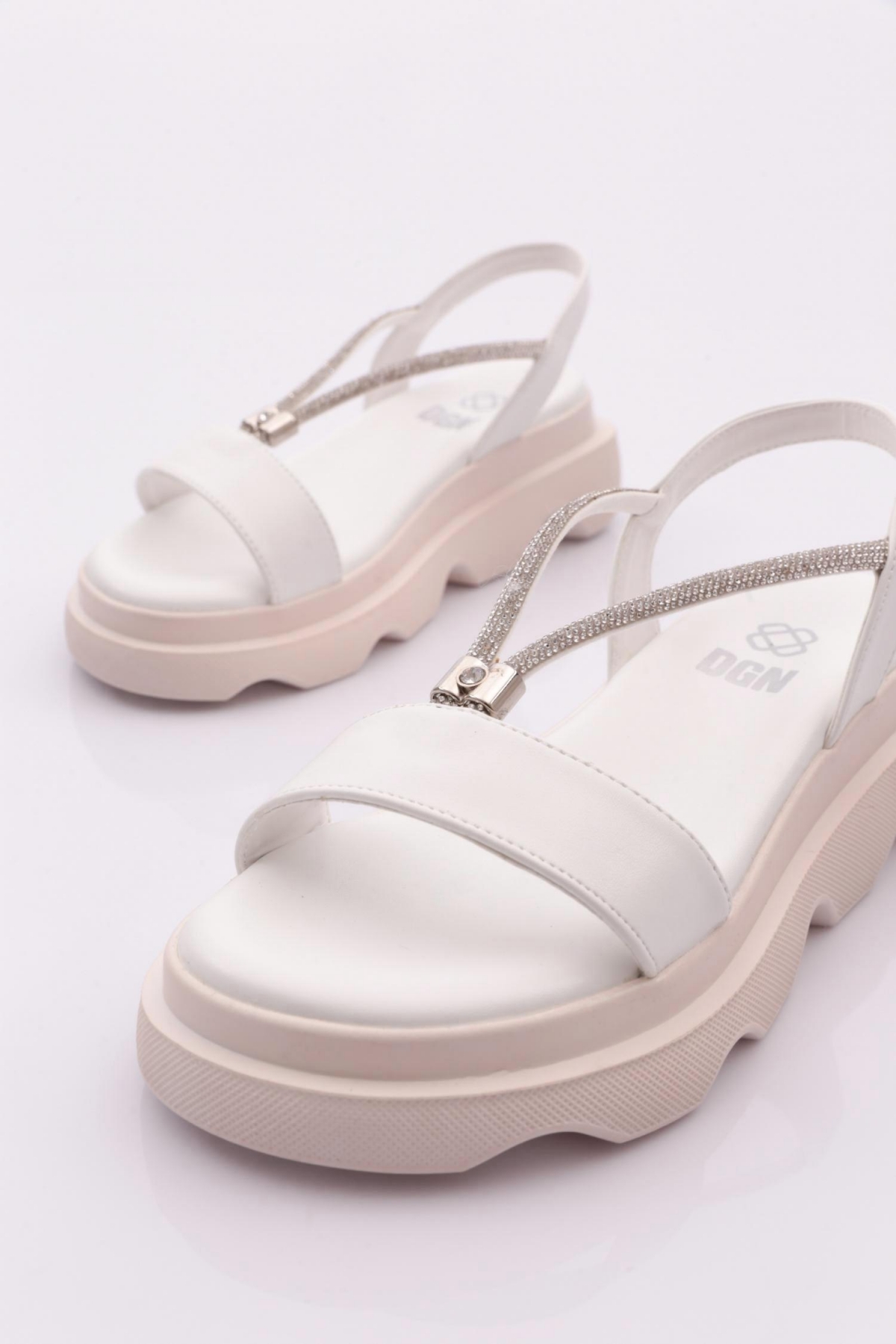 3511 Kadin Kalin Taban Taş İpli Sandalet - Görsel 5